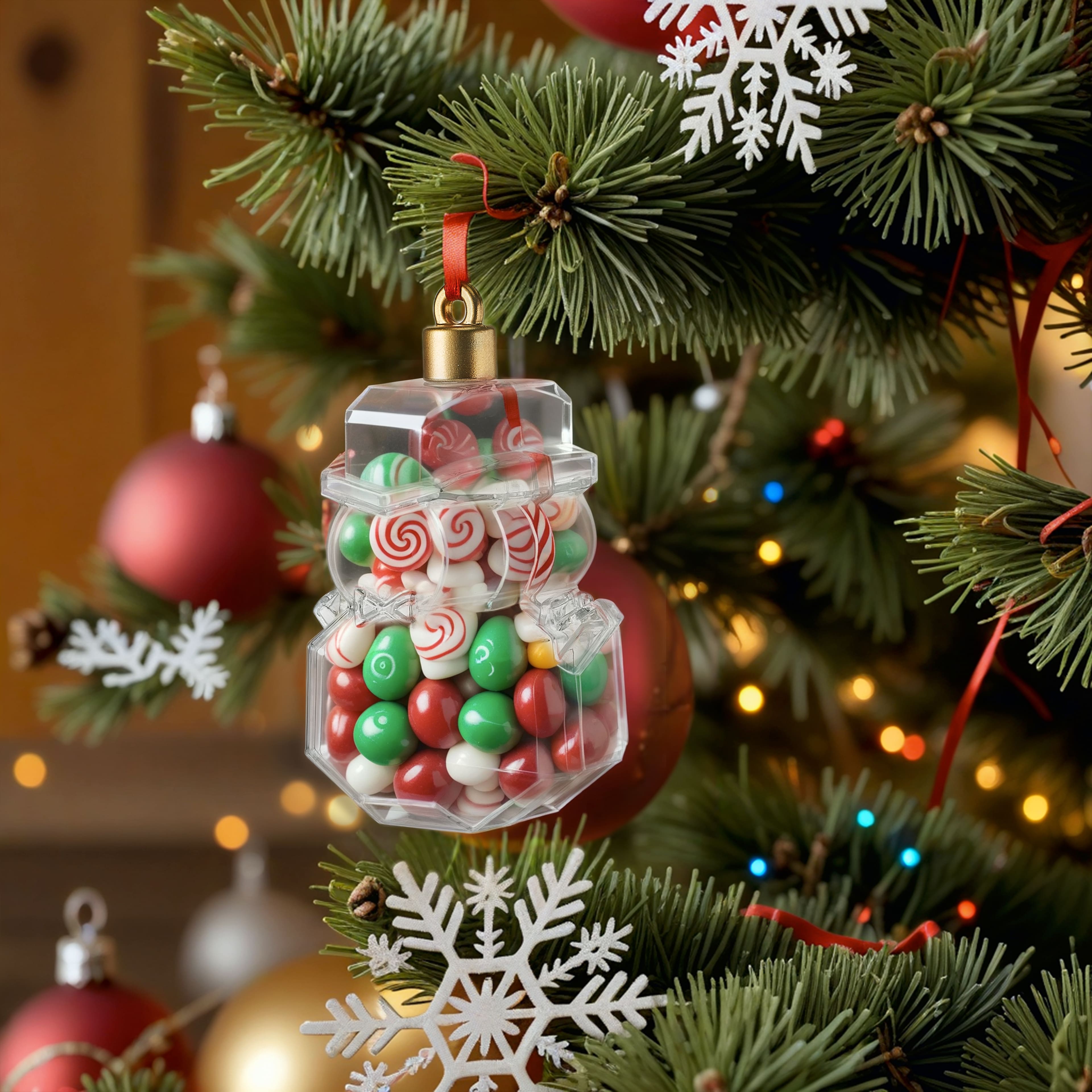 3.5" Clear Fillable DIY Plastic Snowman Ornament by Make Market®