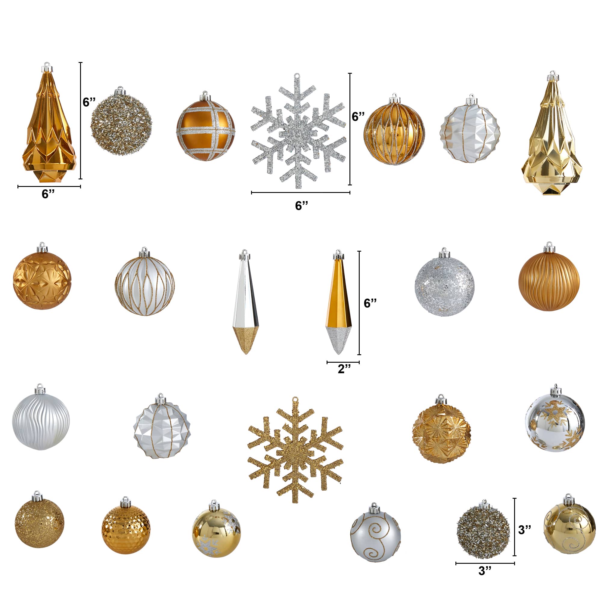 52ct. 6&#x22; Gold &#x26; Silver Shatterproof Ornament Set