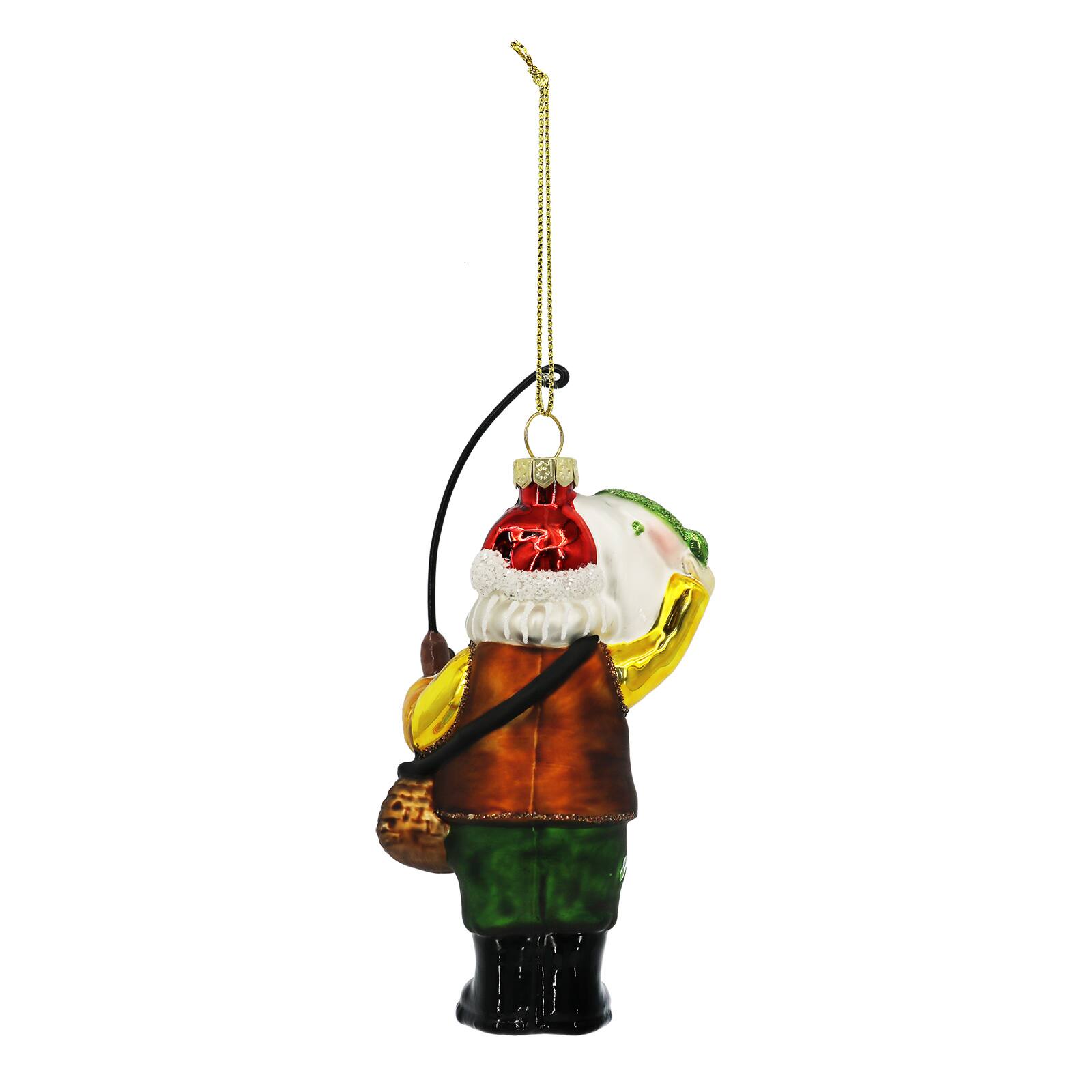 Ornement de p&#xE8;re No&#xEB;l qui p&#xEA;che en verre de 13,3&#xA0;cm d&#x2019;Ashland