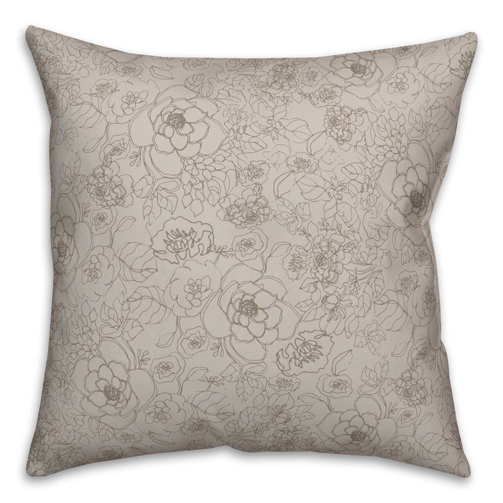 Line Floral Throw Pillow