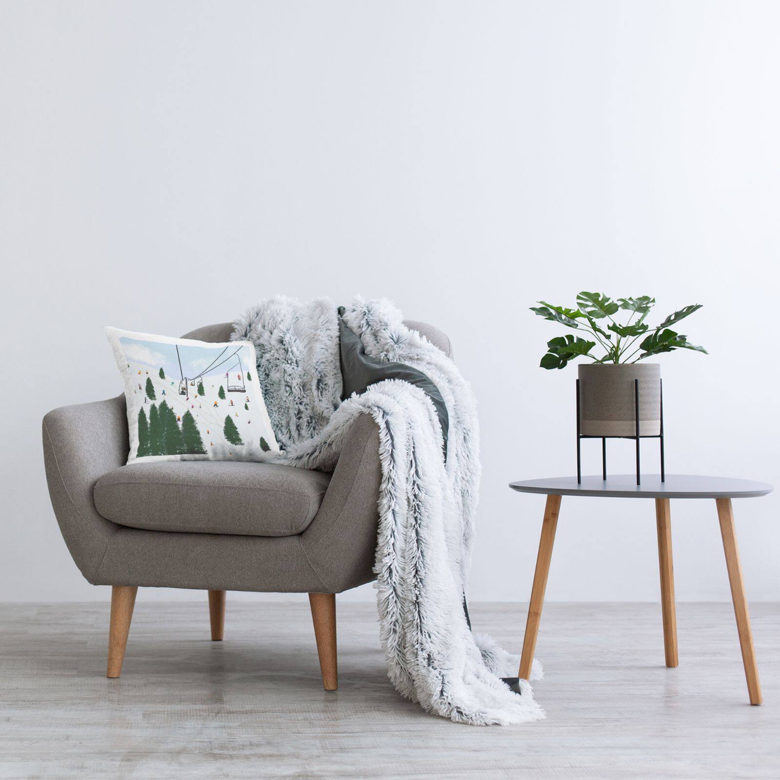 Stupell Industries Busy Ski Slopes Lift Winter Sports Scenery Throw Pillow, 18" x 18"