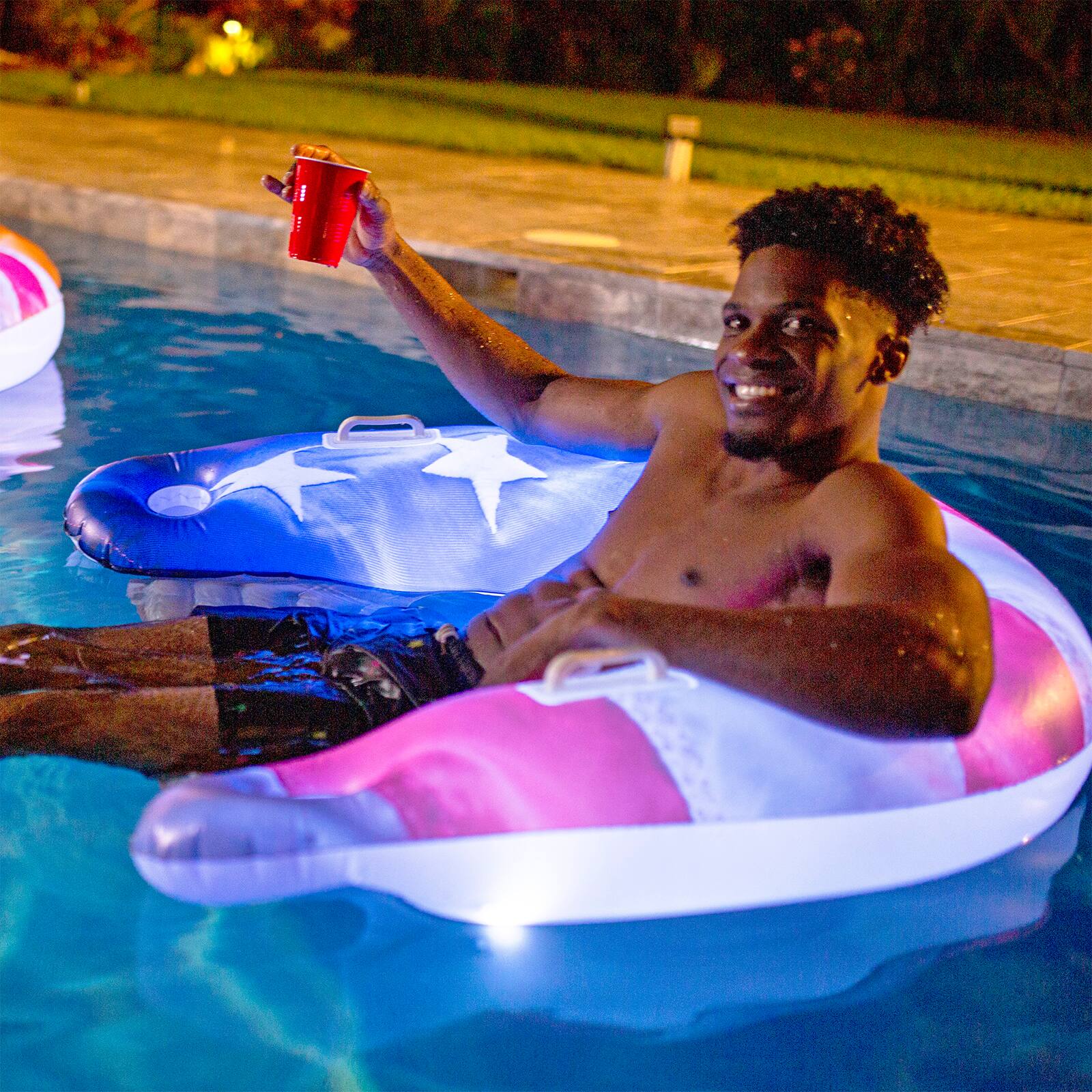PoolCandy Illuminated Stars &#x26; Stripes Jumbo LED Sun Chair