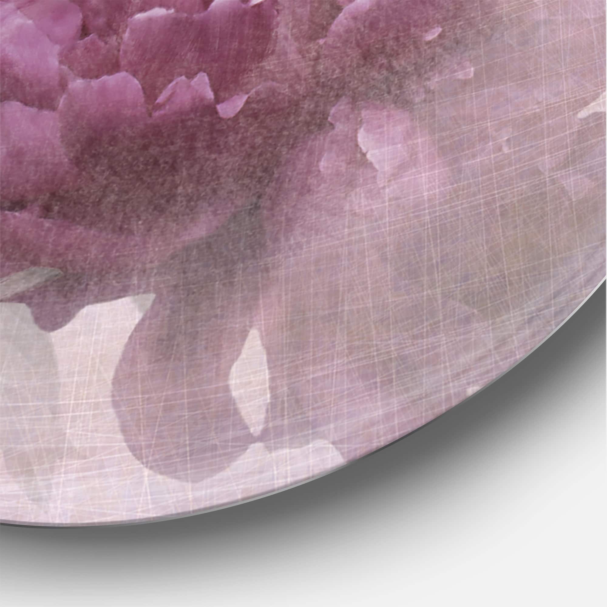 Designart - Vintage Purple and Pink Flowers II - Traditional Metal Circle Wall Art