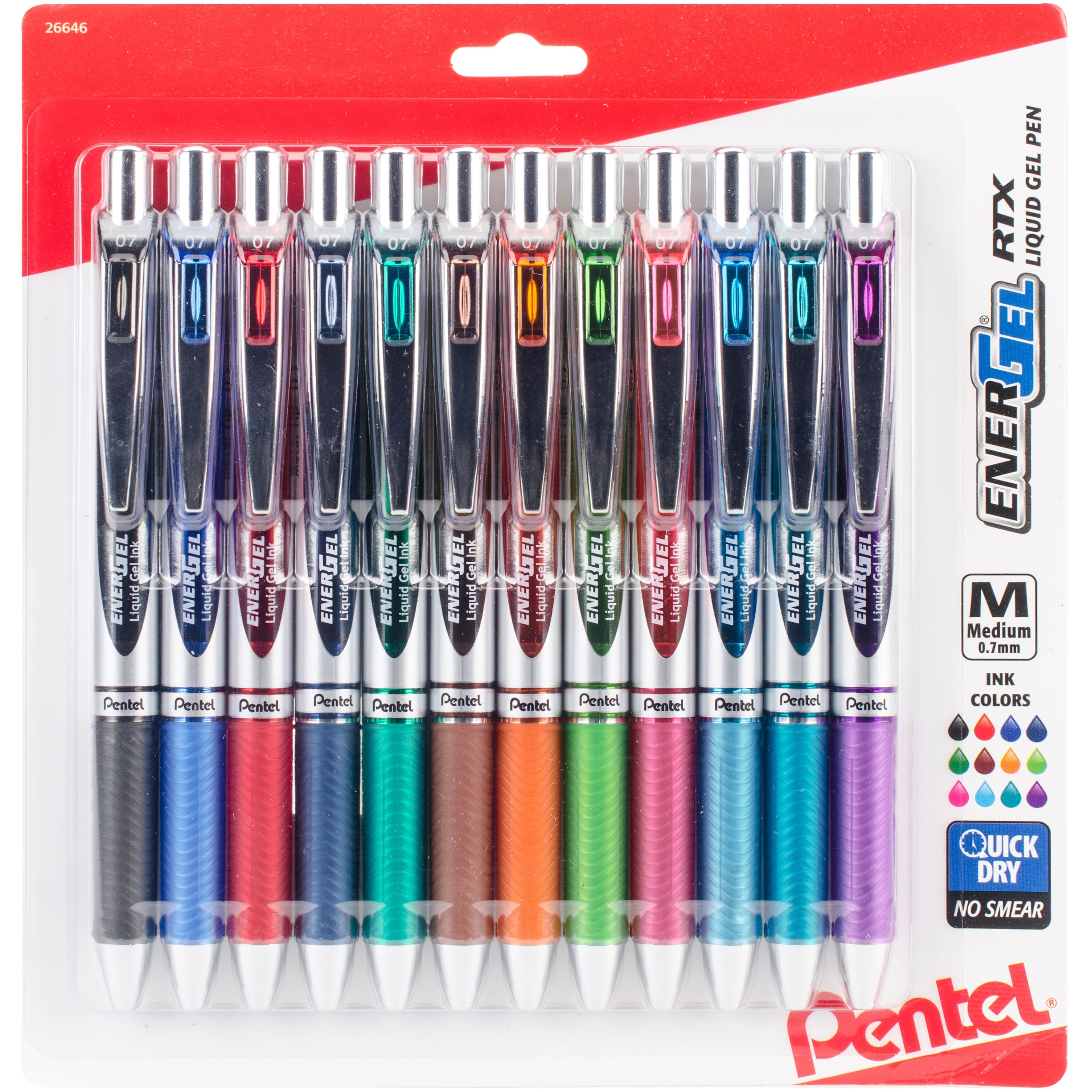Pilot FriXion Clicker 07 14210 0.7mm Fine Erasable Gel Ink Pens, 8