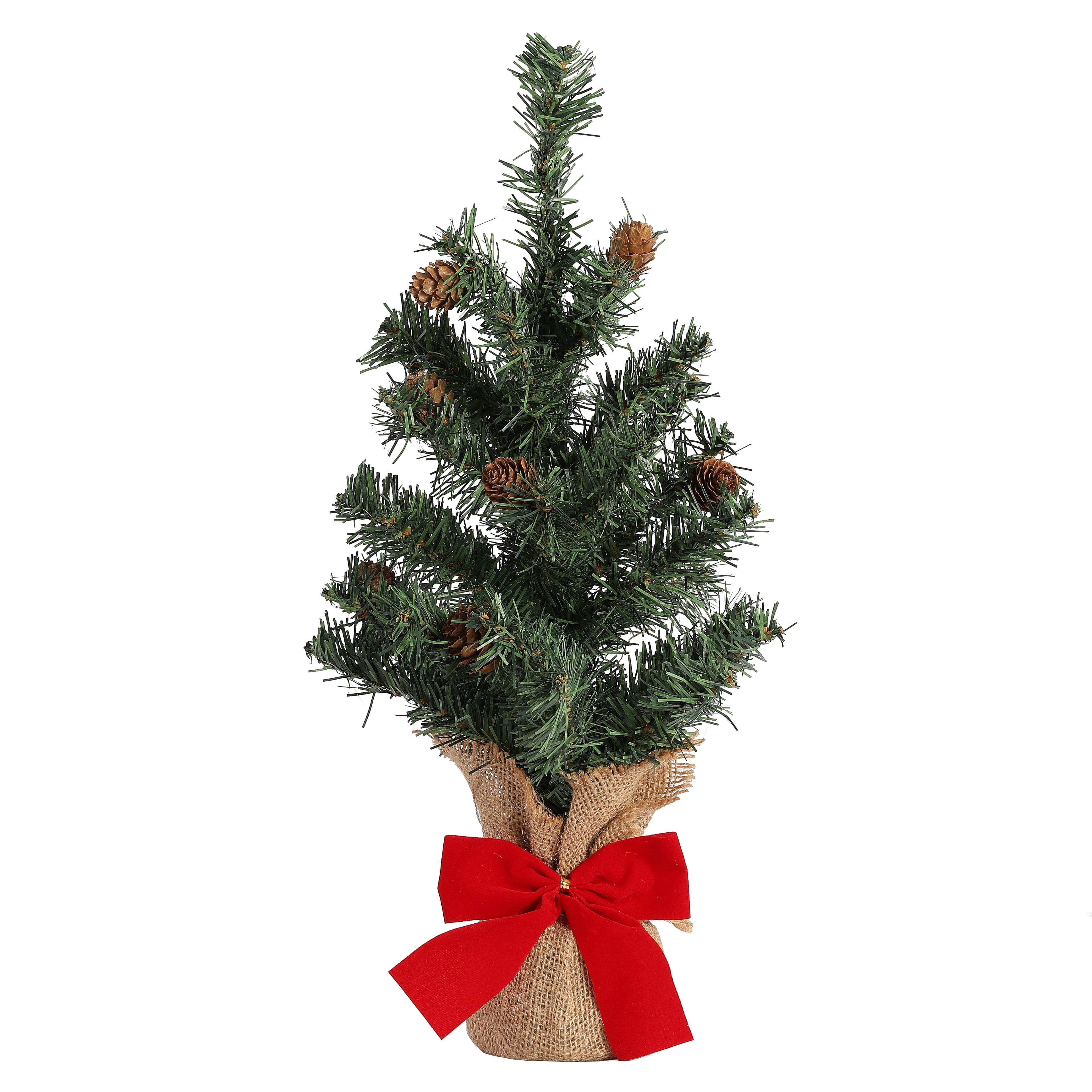16" Unlit Pine Artificial Christmas Tree with Pinecones in Burlap Bag by Ashland®