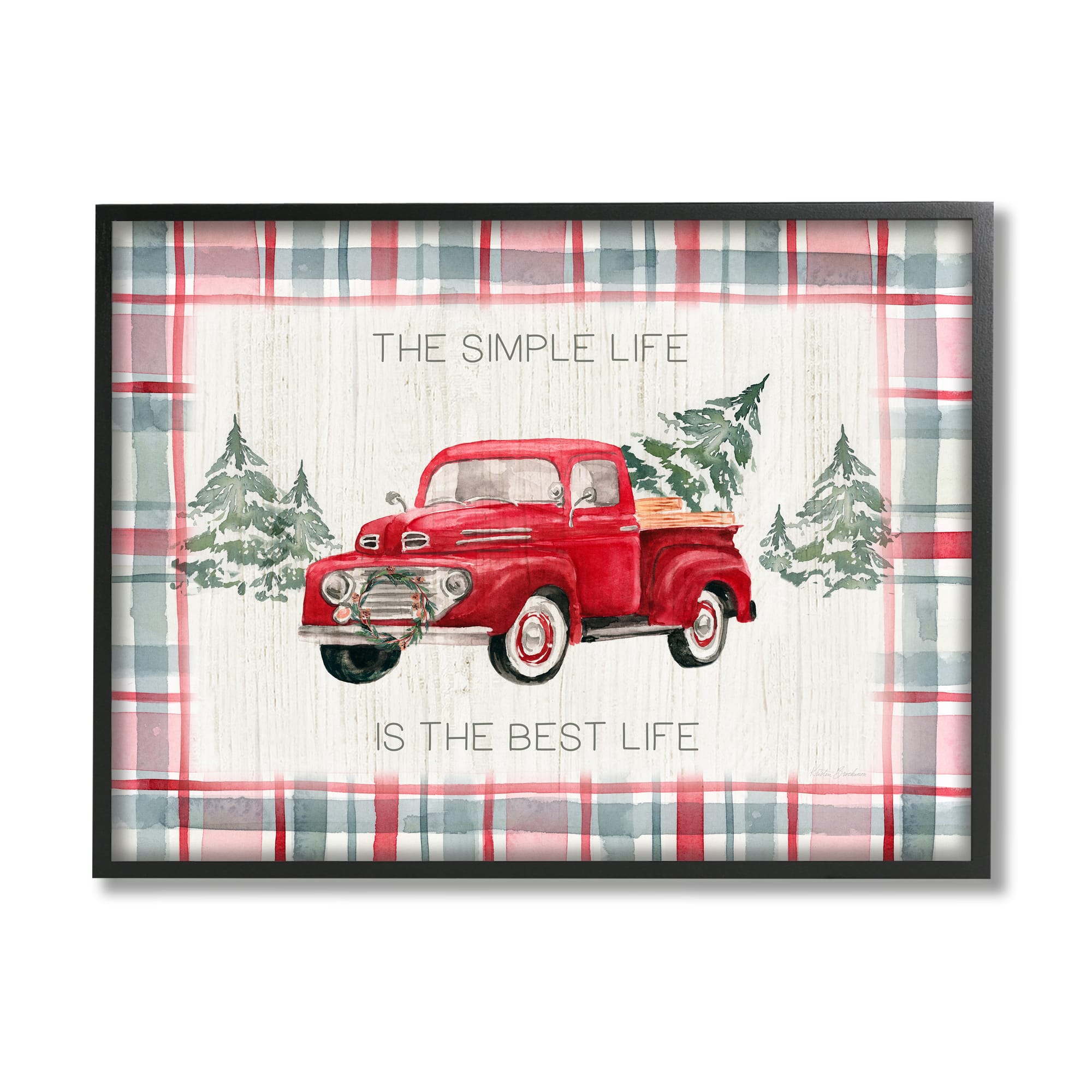 Stupell Industries Simple Life Is Best Plaid Truck Framed Giclee Art