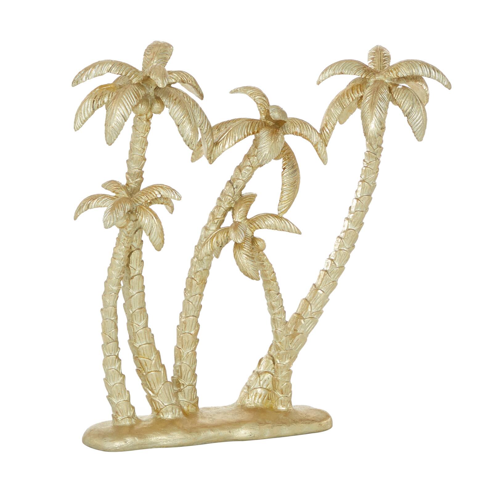 16&#x22; Gold Coastal Palm Tree Sculpture