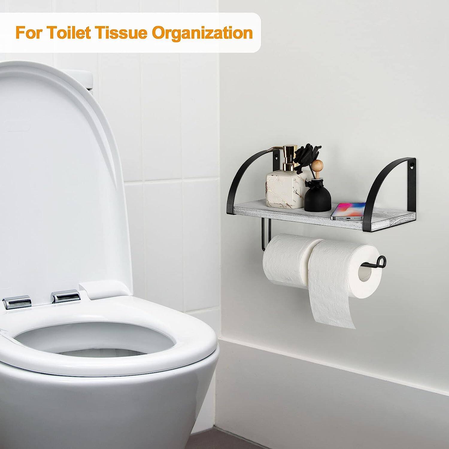 NEX&#x2122; 15&#x22; Wall Mounted Paper Towel Holder with Wood Shelf