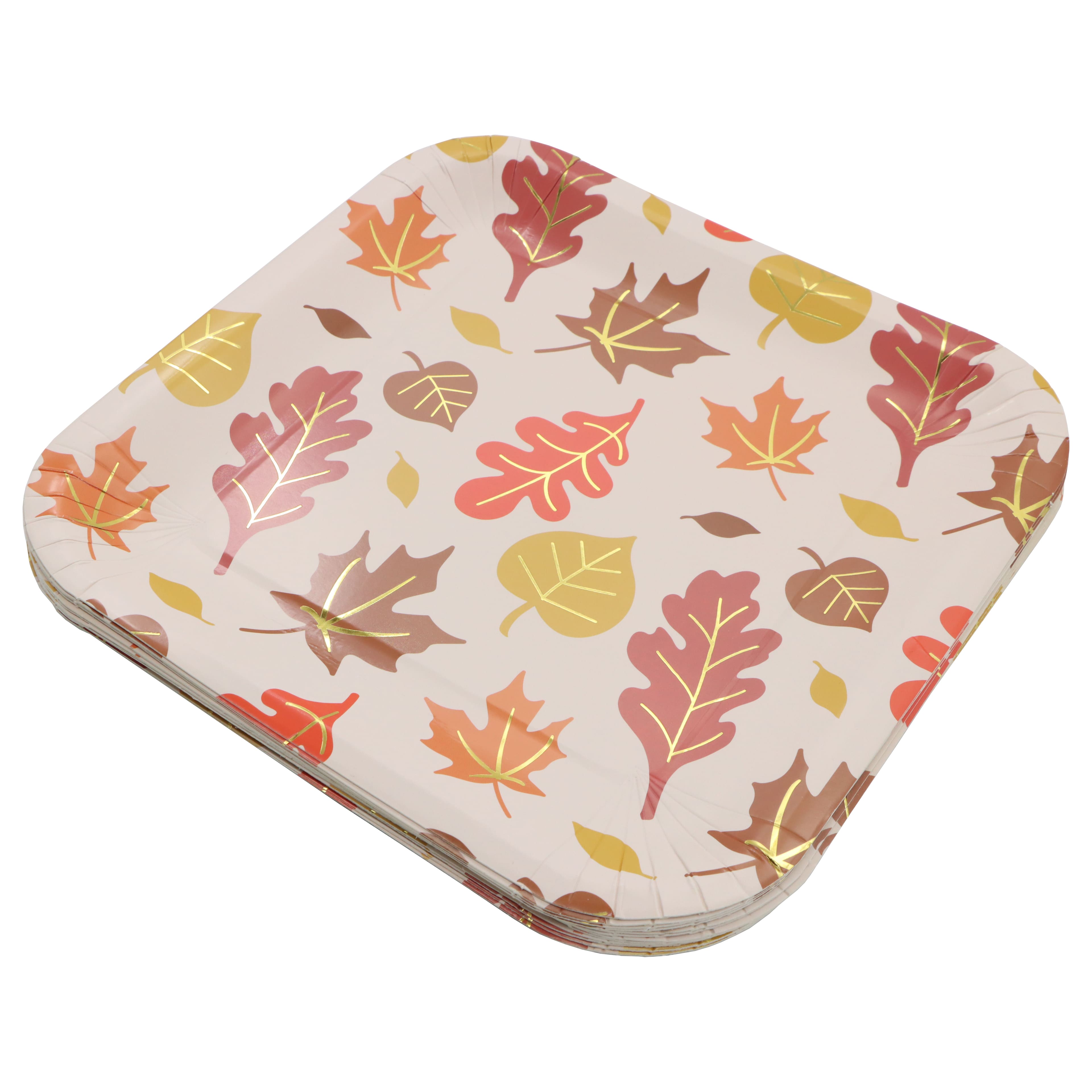 9&#x22; Square Thanksgiving Leaves Paper Plates, 12ct. by Celebrate It&#x2122;