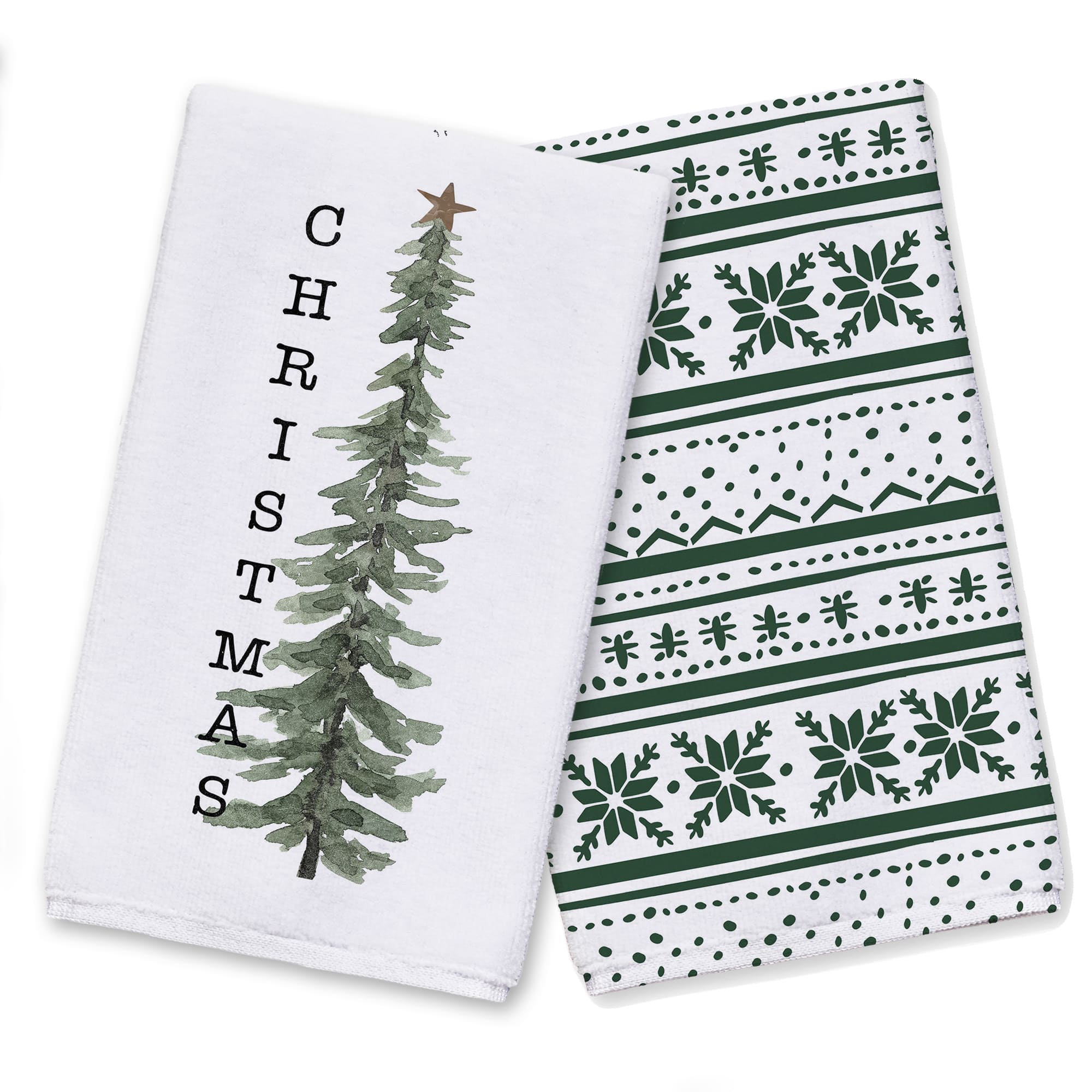 Watercolor Christmas Tree Tea Towel Set