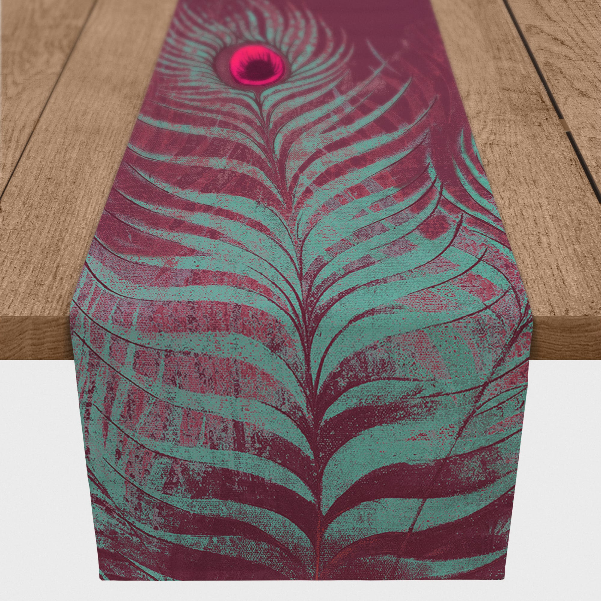 Peacock Feather 16&#x22; x 90&#x22; Cotton Twill Runner