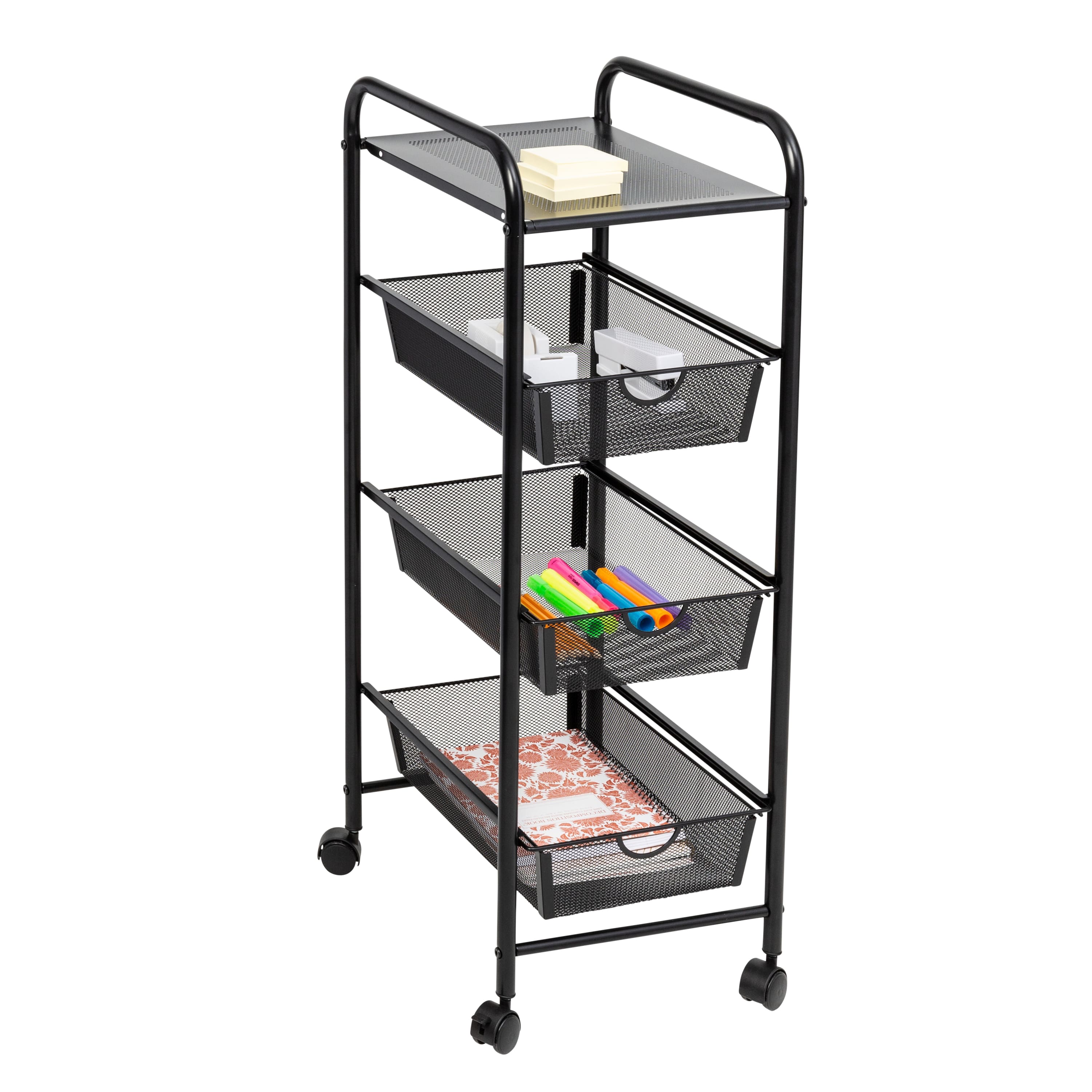 3-Drawer Rolling Storage Cart in Black 67649968SIOC - The Home Depot