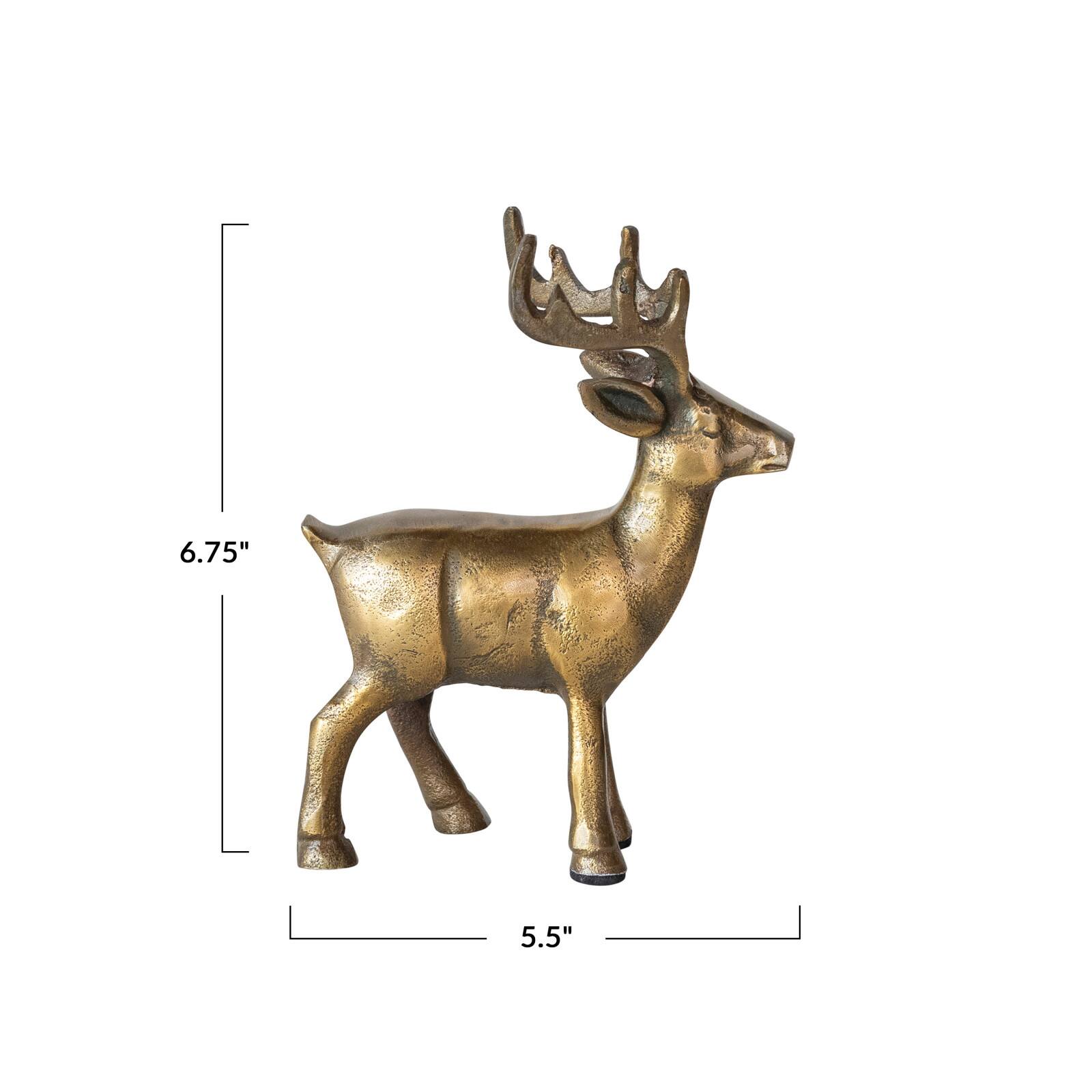Hello Honey&#xAE; 6.75&#x22; Antique Gold Finish Cast Aluminum Reindeer