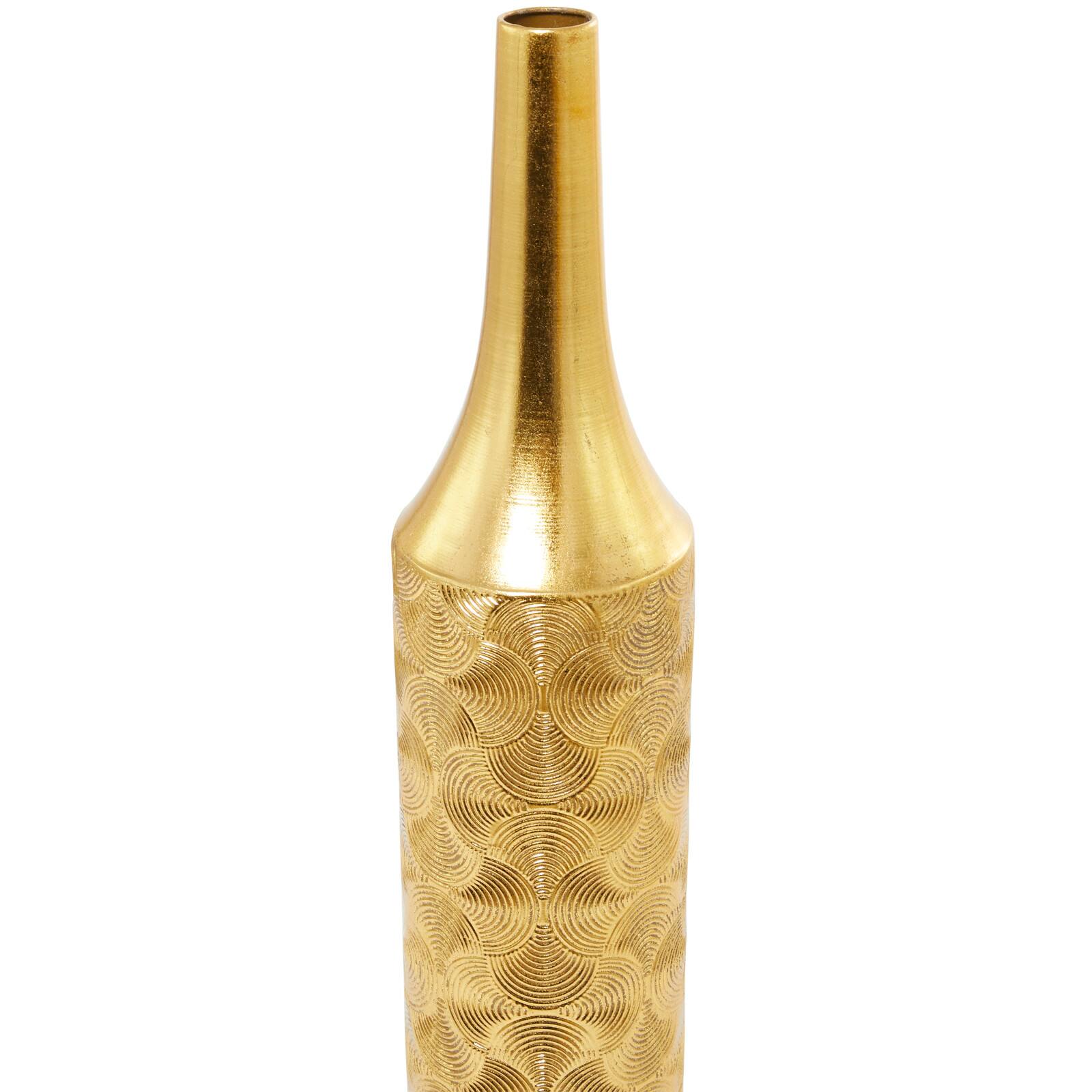 Gold Metal Tall Distressed Metallic Vase with Etched Swirl Patterns Set of 3 36", 30", 25"