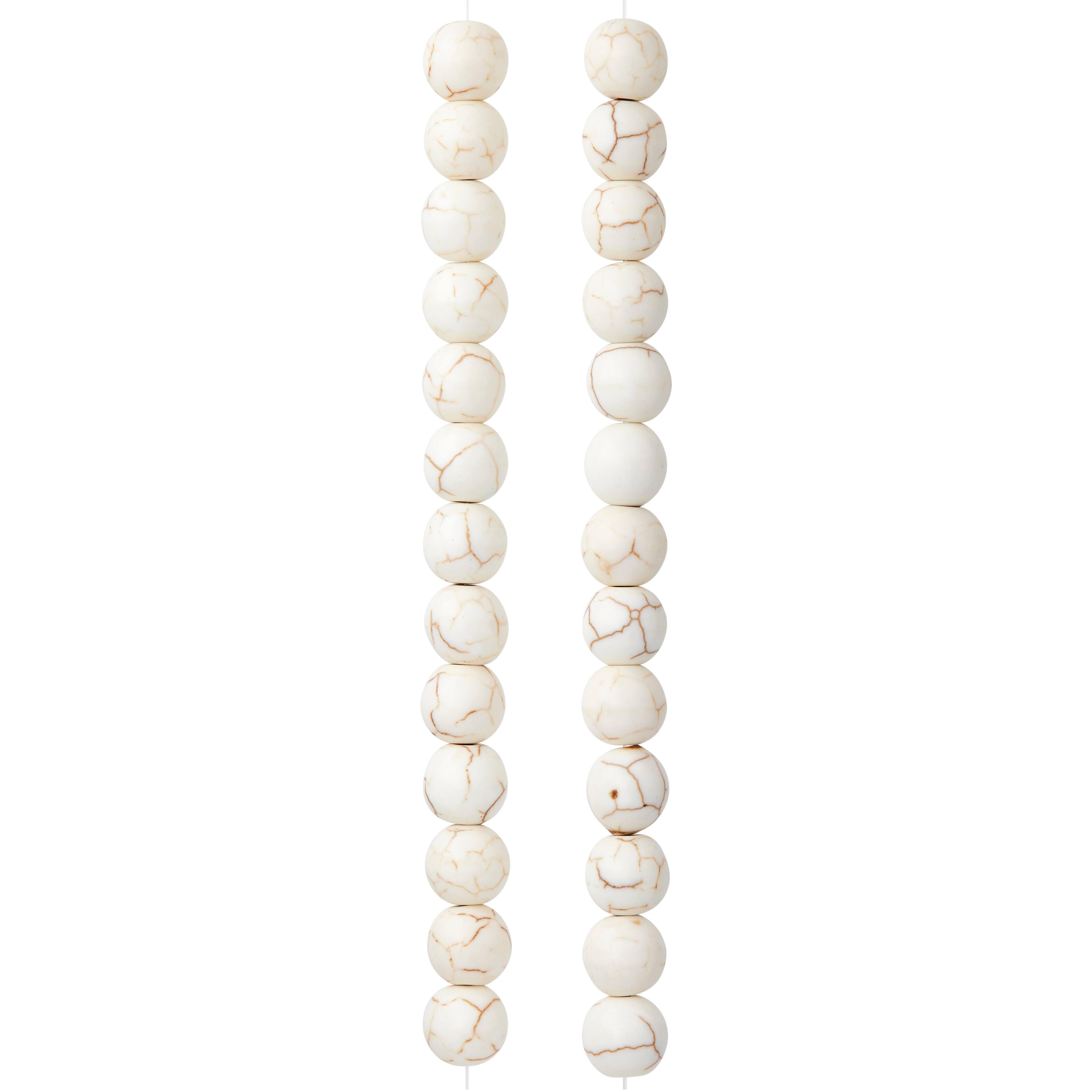 White Crackle Dyed Howlite Round Beads, 8mm by Bead Landing™