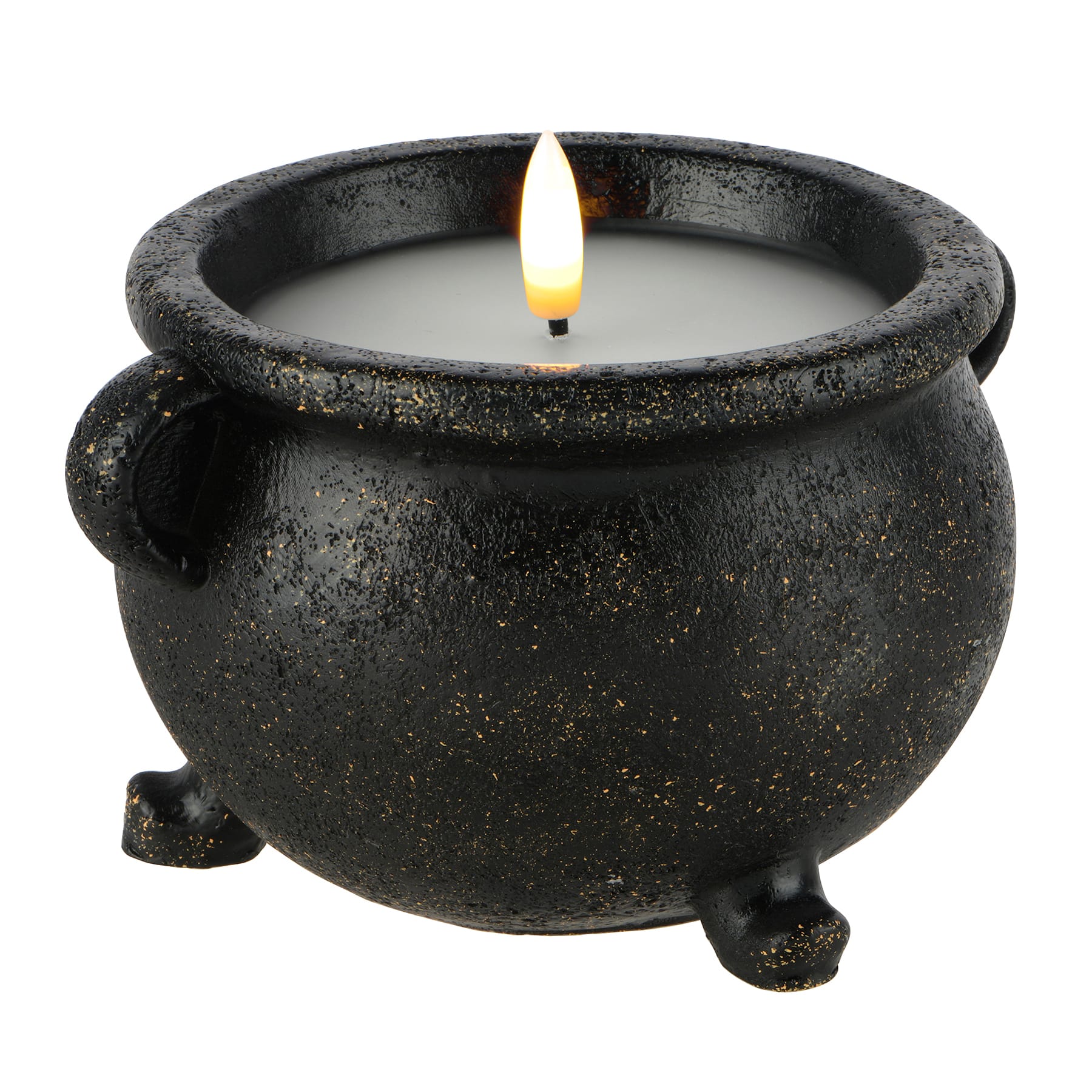 Black Cauldron Faux Flickering Flame LED Wax Candle by Ashland&#xAE;