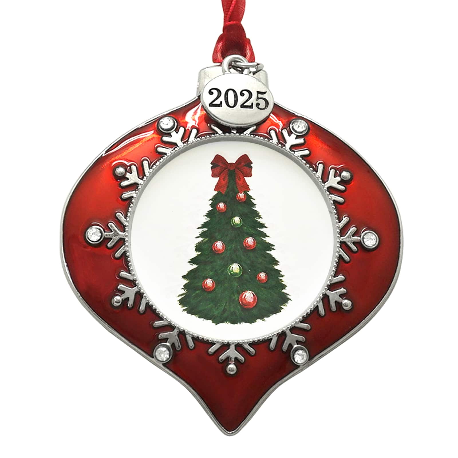 2&#x22; x 2&#x22; Red &#x26; Silver 2025 Onion Ornament Frame by Studio D&#xE9;cor&#xAE;