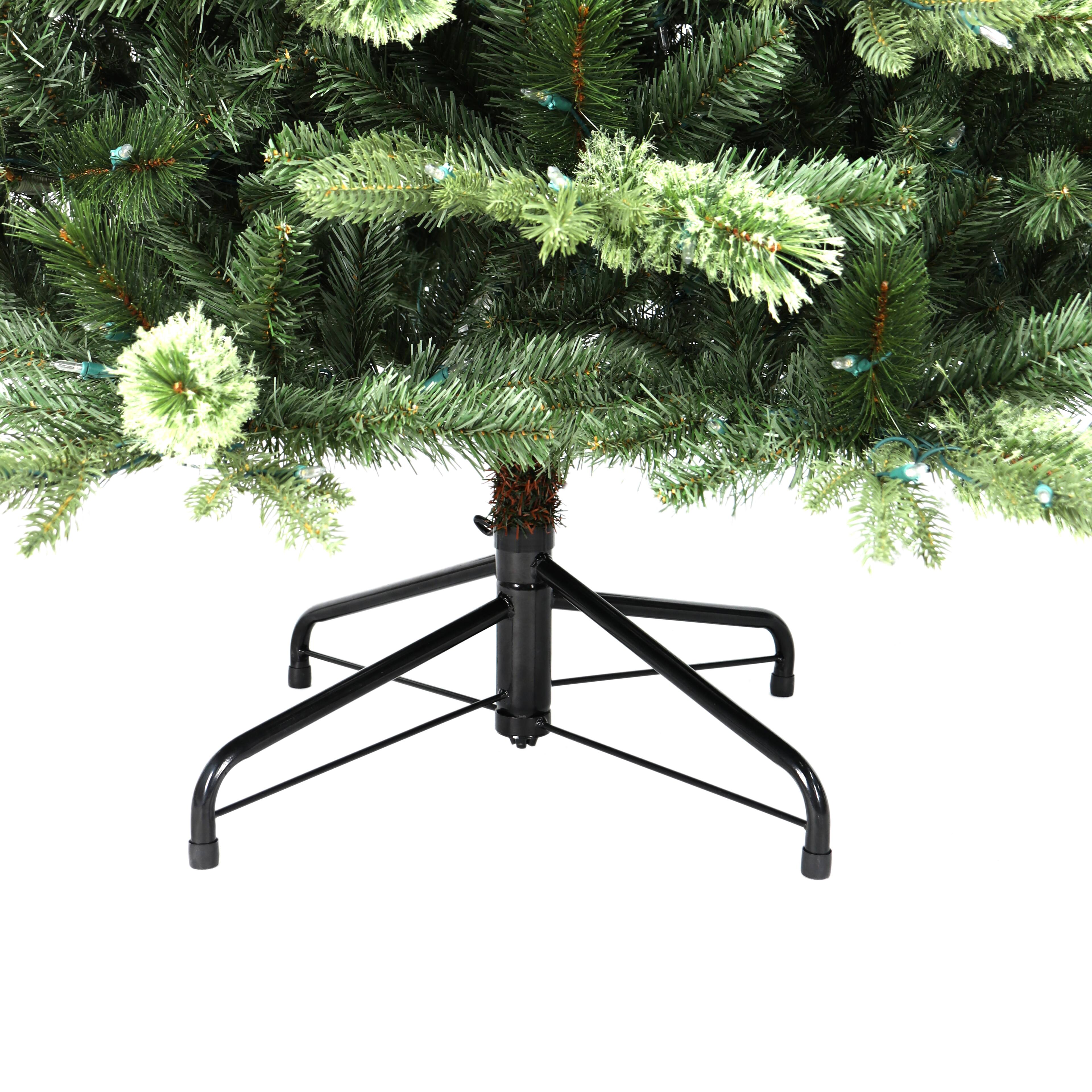 Arbre de No&#xEB;l &#xE9;pinette Jackson effil&#xE9; artificiel pr&#xE9;allum&#xE9; de 2,2&#xA0;m avec lumi&#xE8;res &#xE0; DEL blanc chaud d&#x27;Ashland