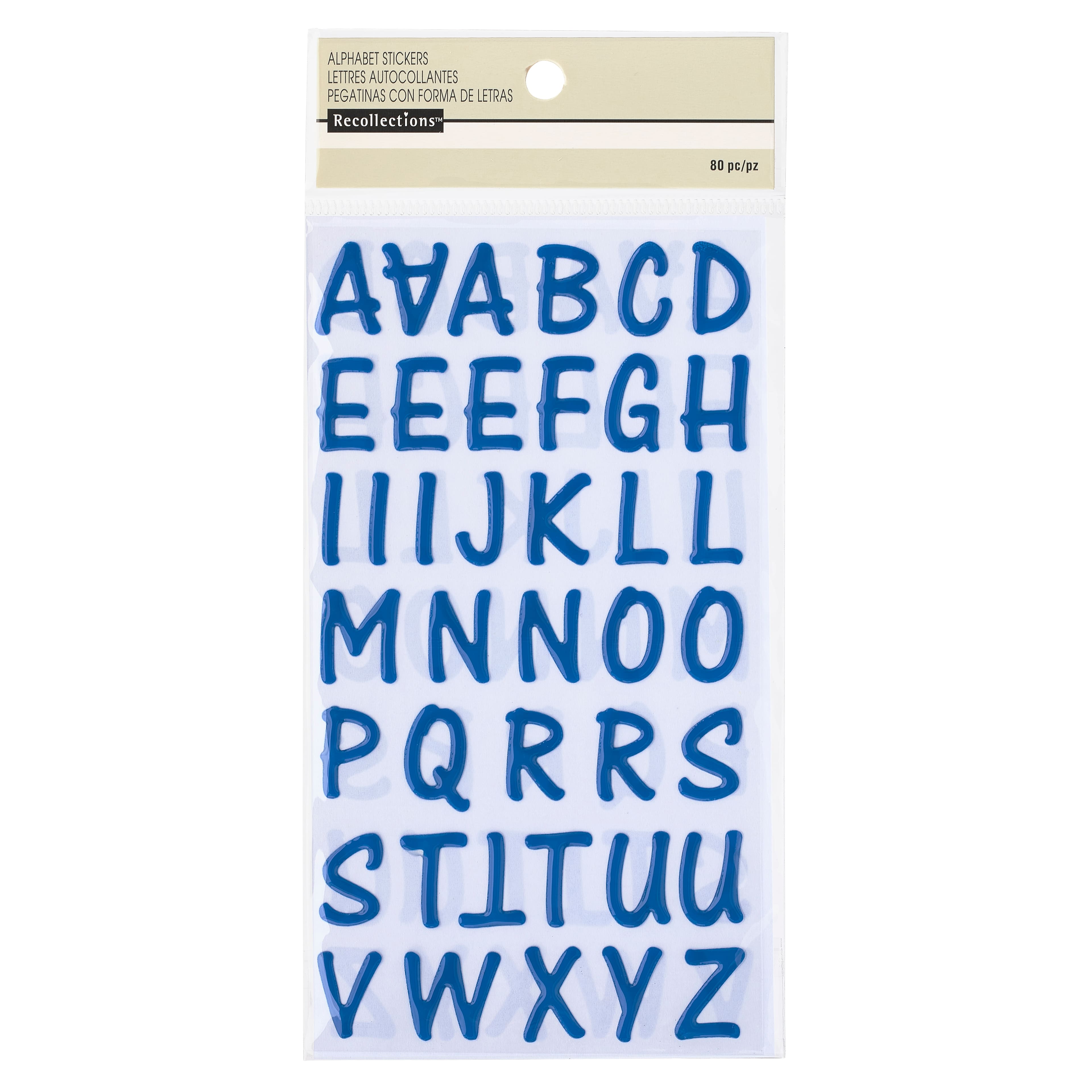 12 Packs: 80 ct. (960 total) Epoxy Blue Alphabet Stickers by Recollections&#x2122;