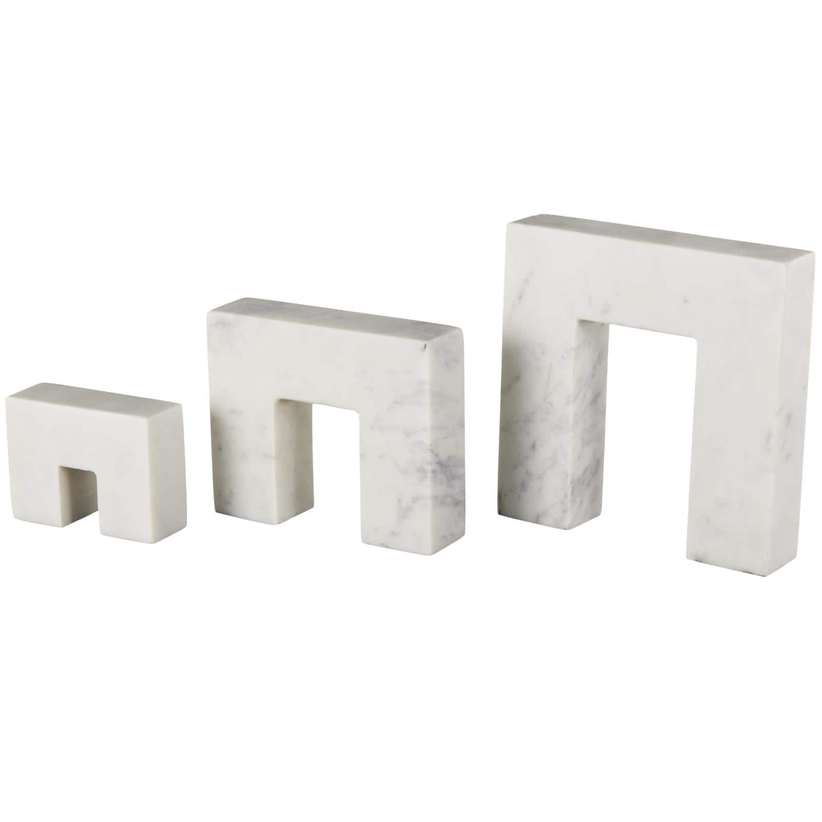White Abstract Square Arch Marble Sculpture Set