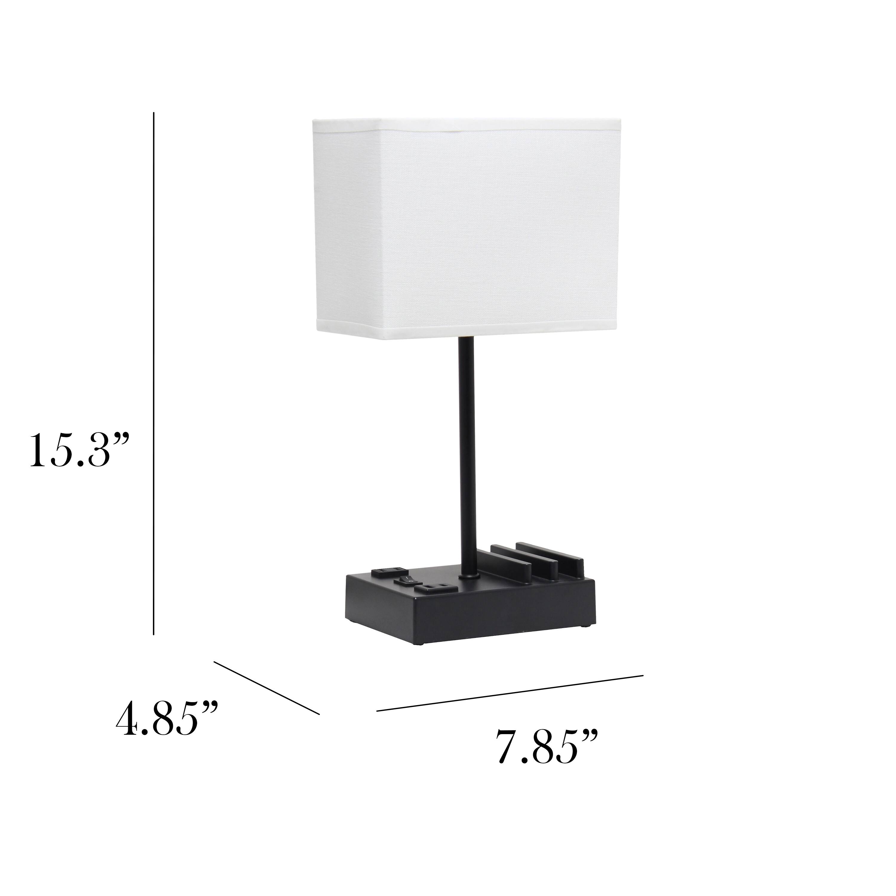 Simple Designs 15.3&#x22; Table Lamp with 2 USB Ports &#x26; Charging Outlet