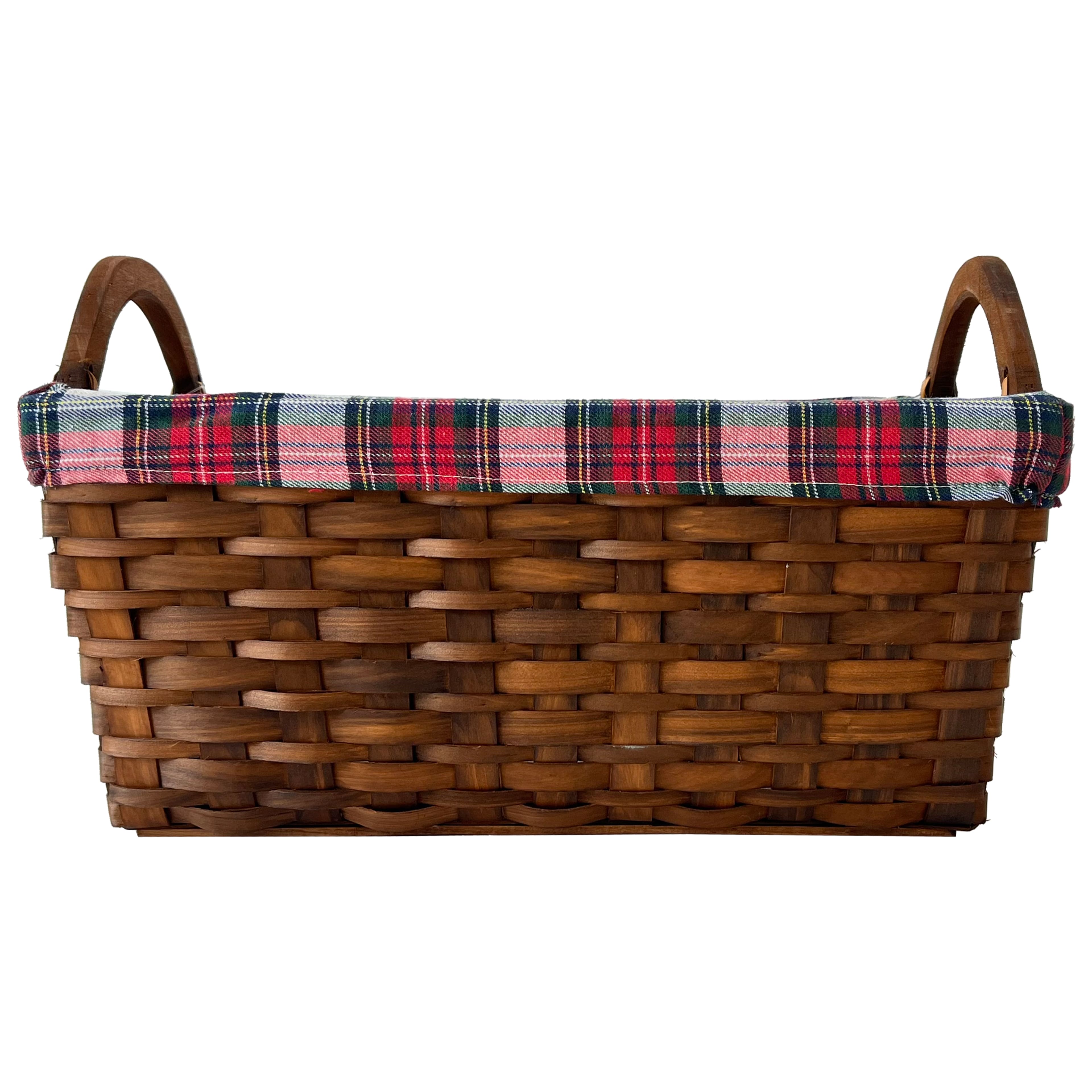 Large Wood Basket with Plaid Liner by Ashland&#xAE;