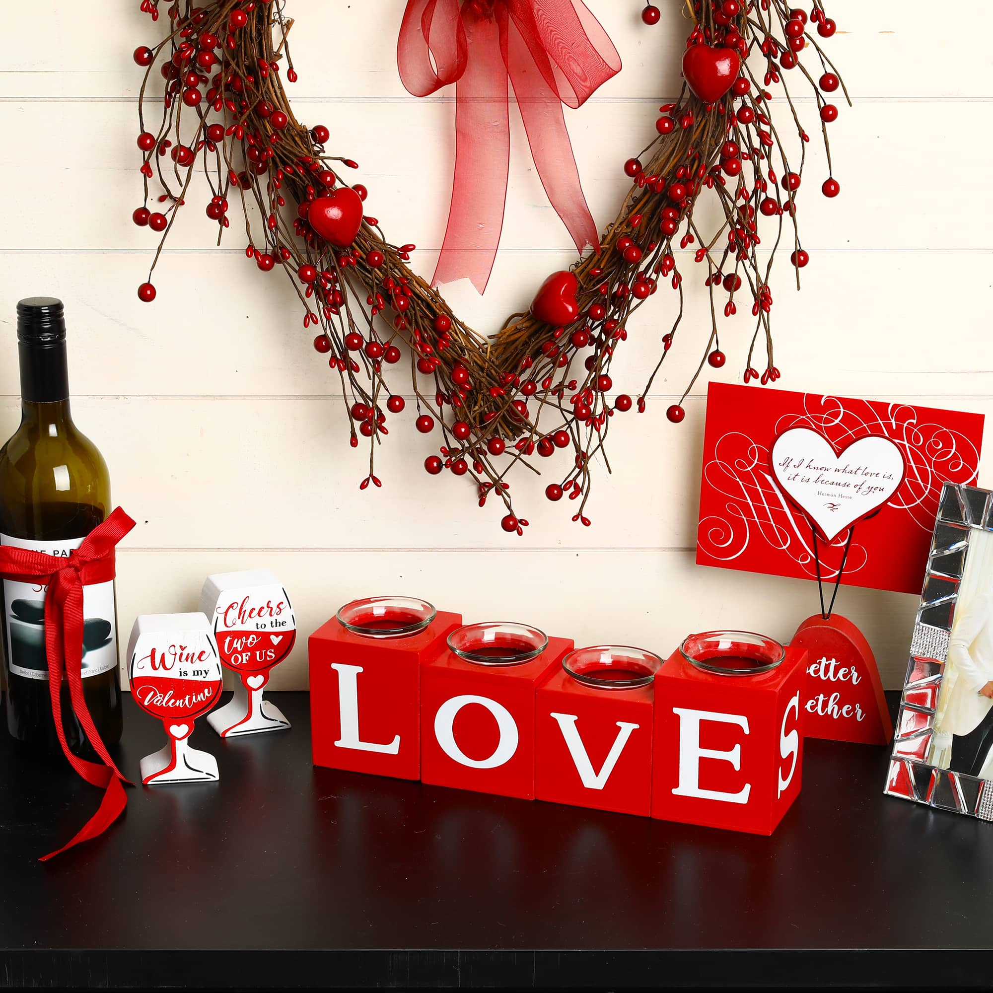 Glitzhome® 12" Valentine's Candle Holder Tabletop Décor