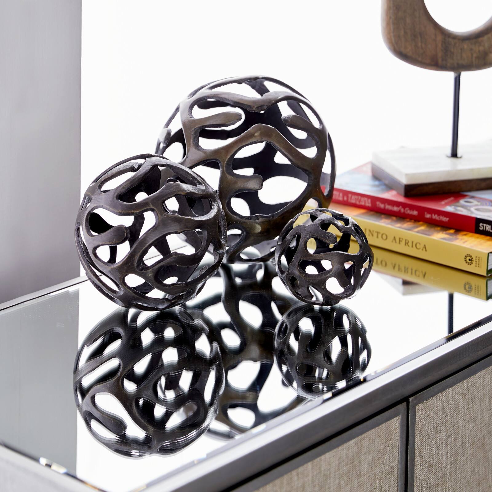 Brass Aluminum Contemporary Decorative Orbs Set