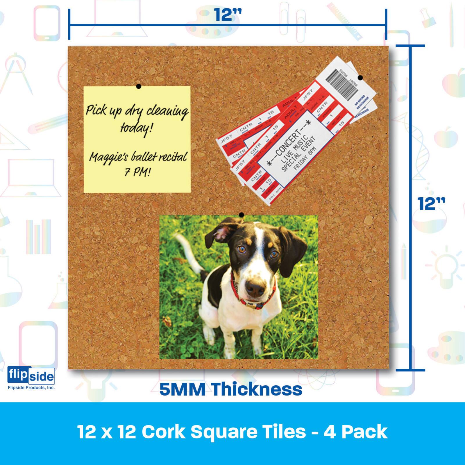 Pack of 4 12" x 12" Flipside Dark Cork Tiles 