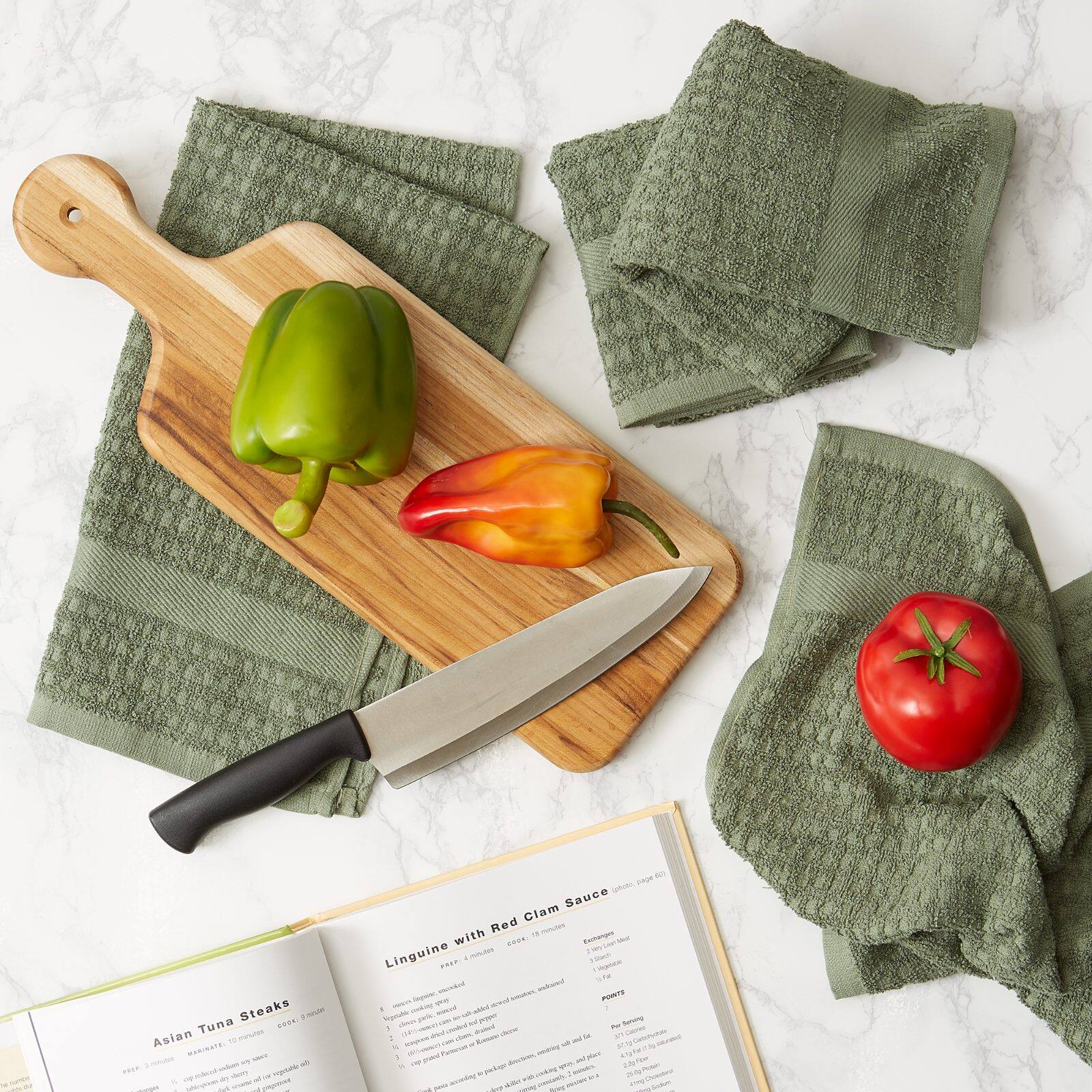 DII® Solid Artichoke Waffle Terry Dishtowels, 4ct.