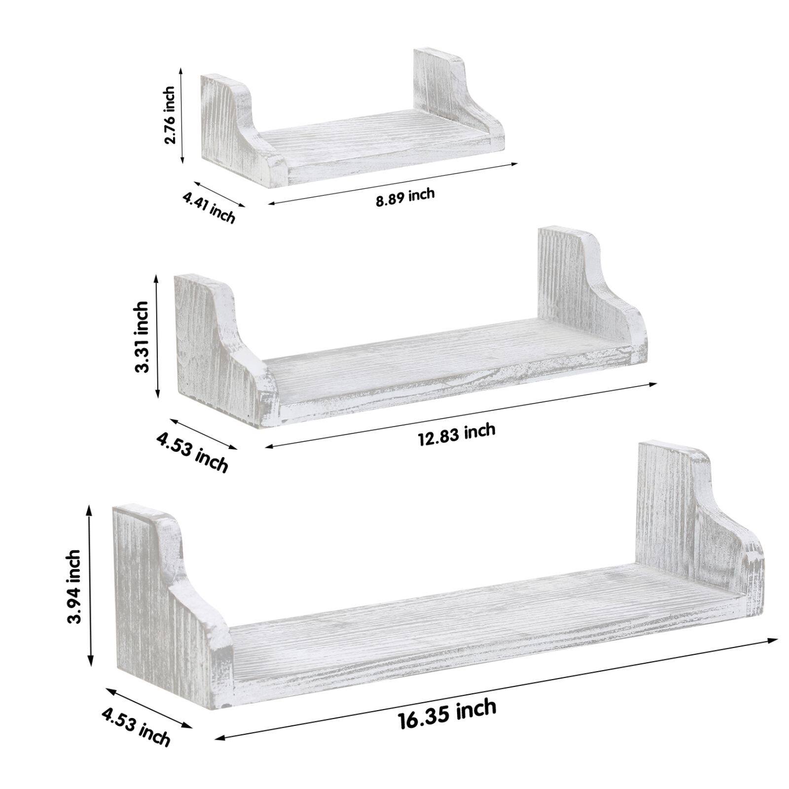 NEX&#x2122; Pale Gray Rustic Wood Floating Shelves Set with Metal Brackets