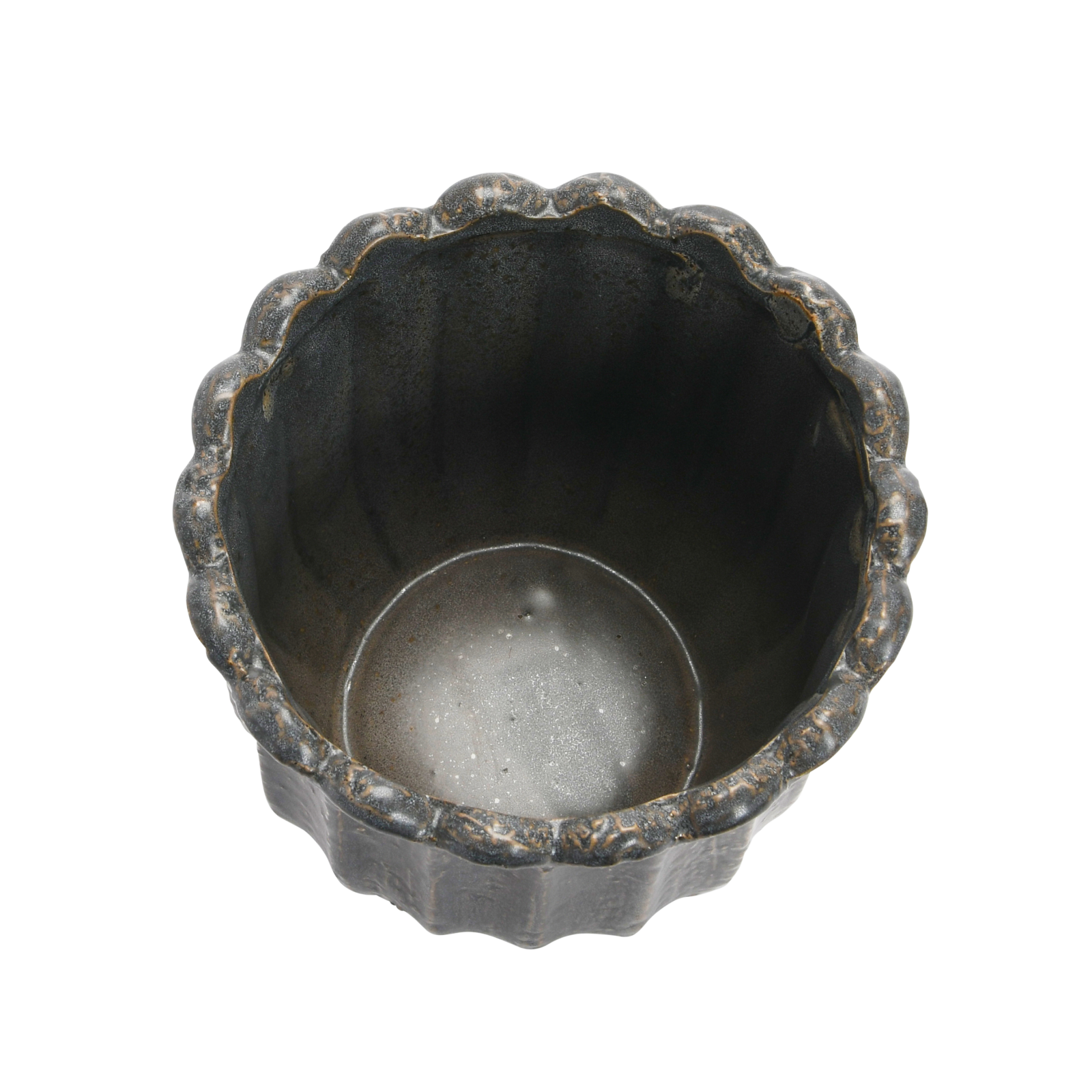 Hello Honey® 6" Matte Black Reactive Glaze Flower Stoneware Planter