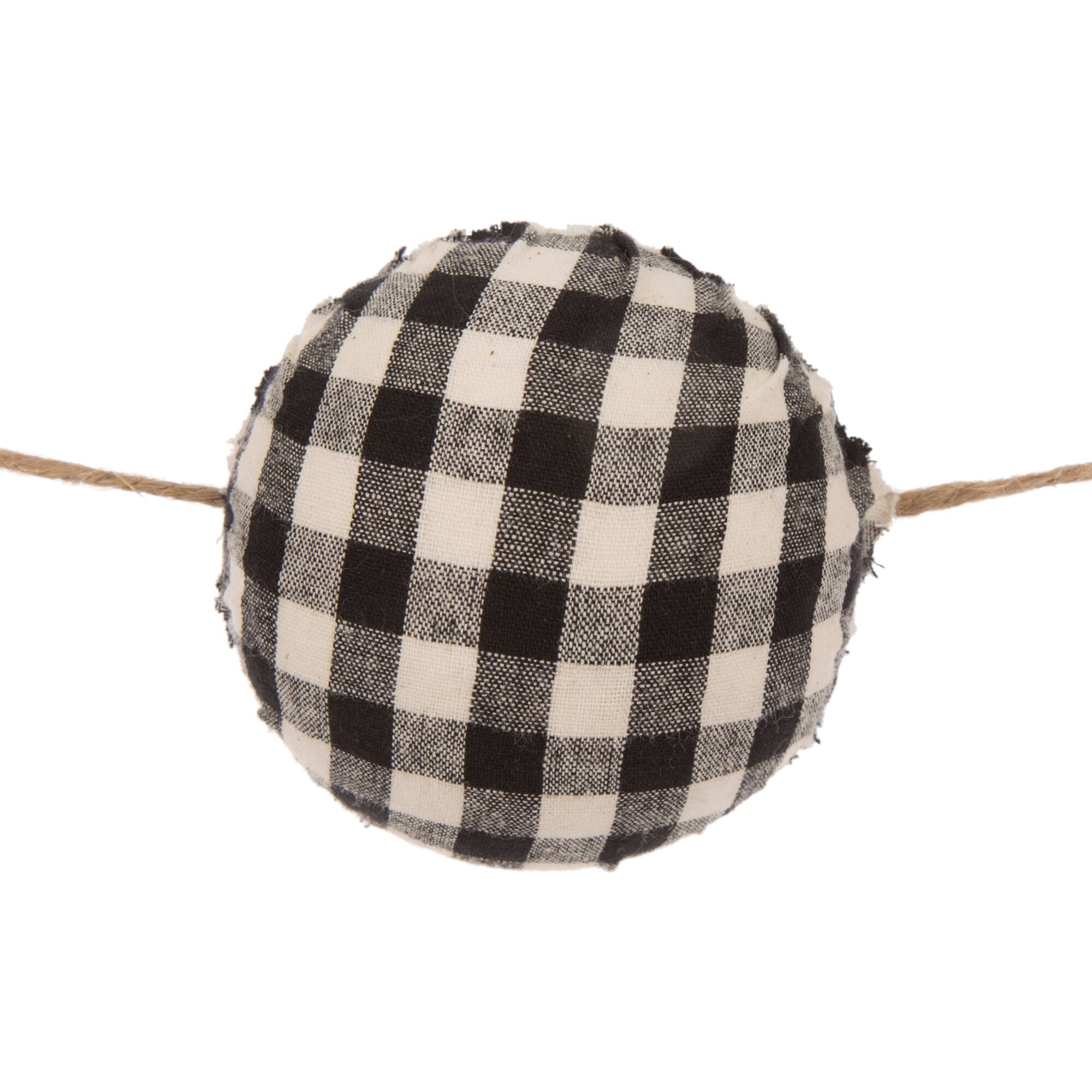 Glitzhome® 6ft. Black & White Plaid Fabric Garland Set