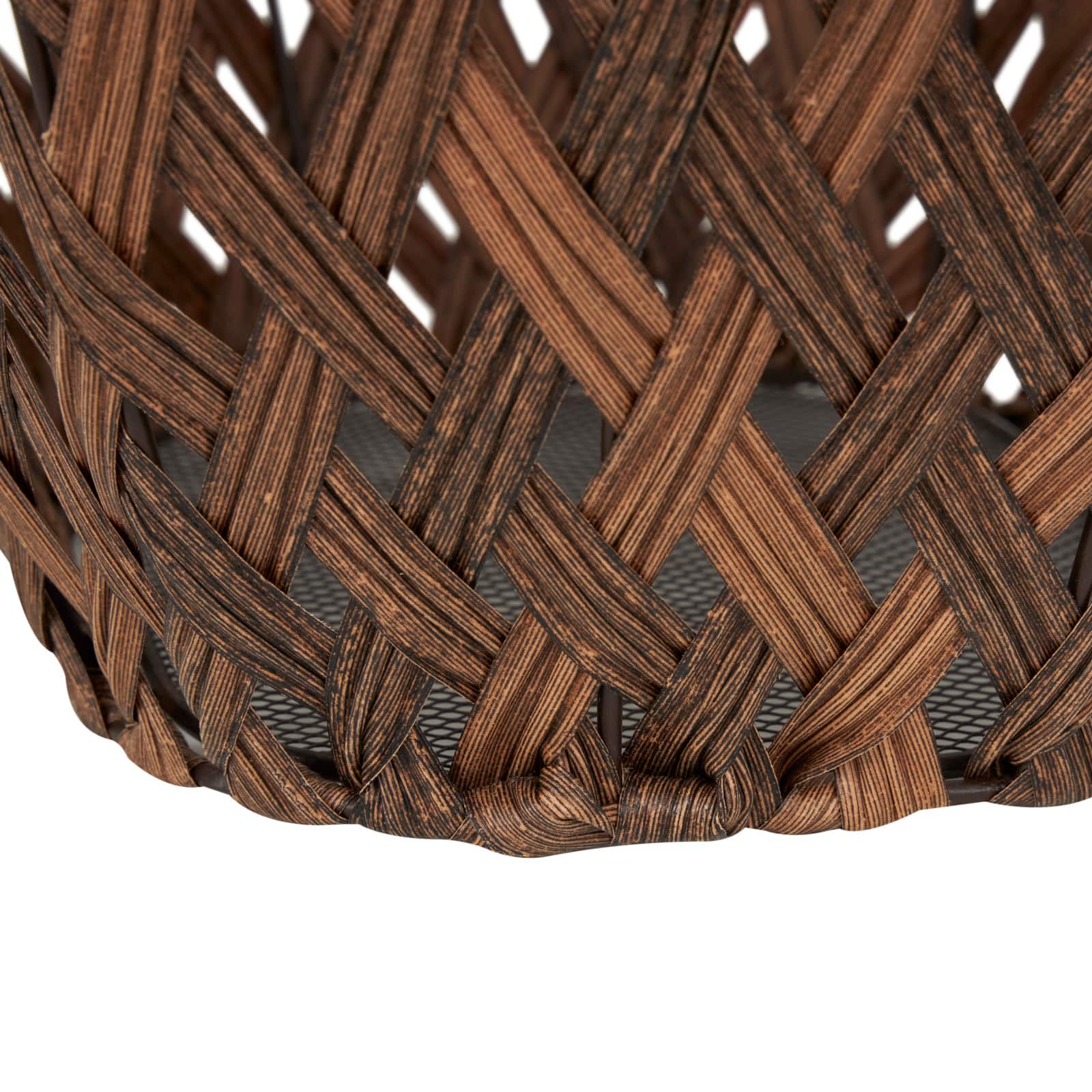 21&#x22; Bronze Plastic Rattan Geometric Woven Storage Basket