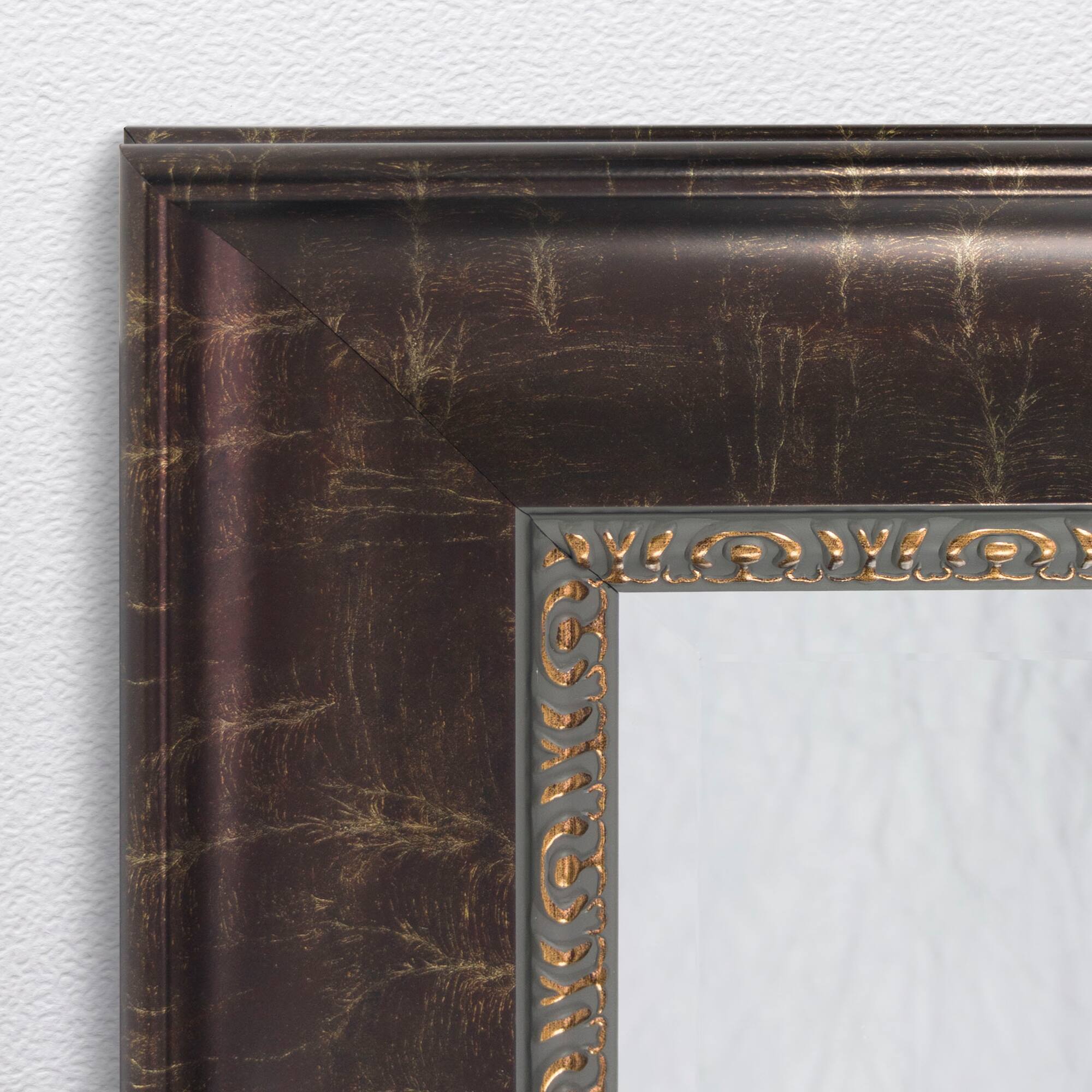 Head West Bronze Distressed 30.5&#x22; x 36.5&#x22; Framed Beveled Accent Vanity Mirror