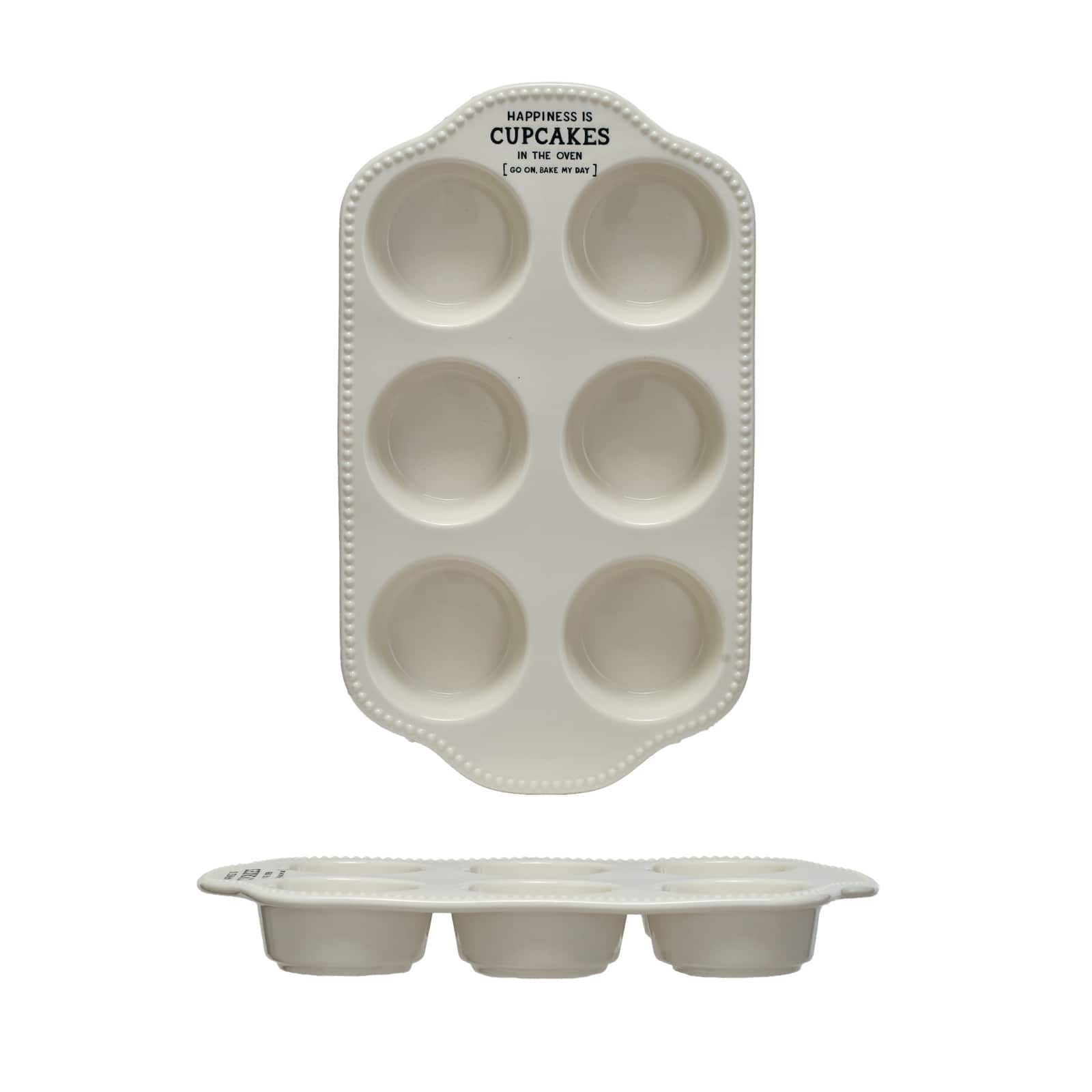 Hello Honey&#xAE; 12&#x22; White Happiness is Cupcakes Stoneware  Pan