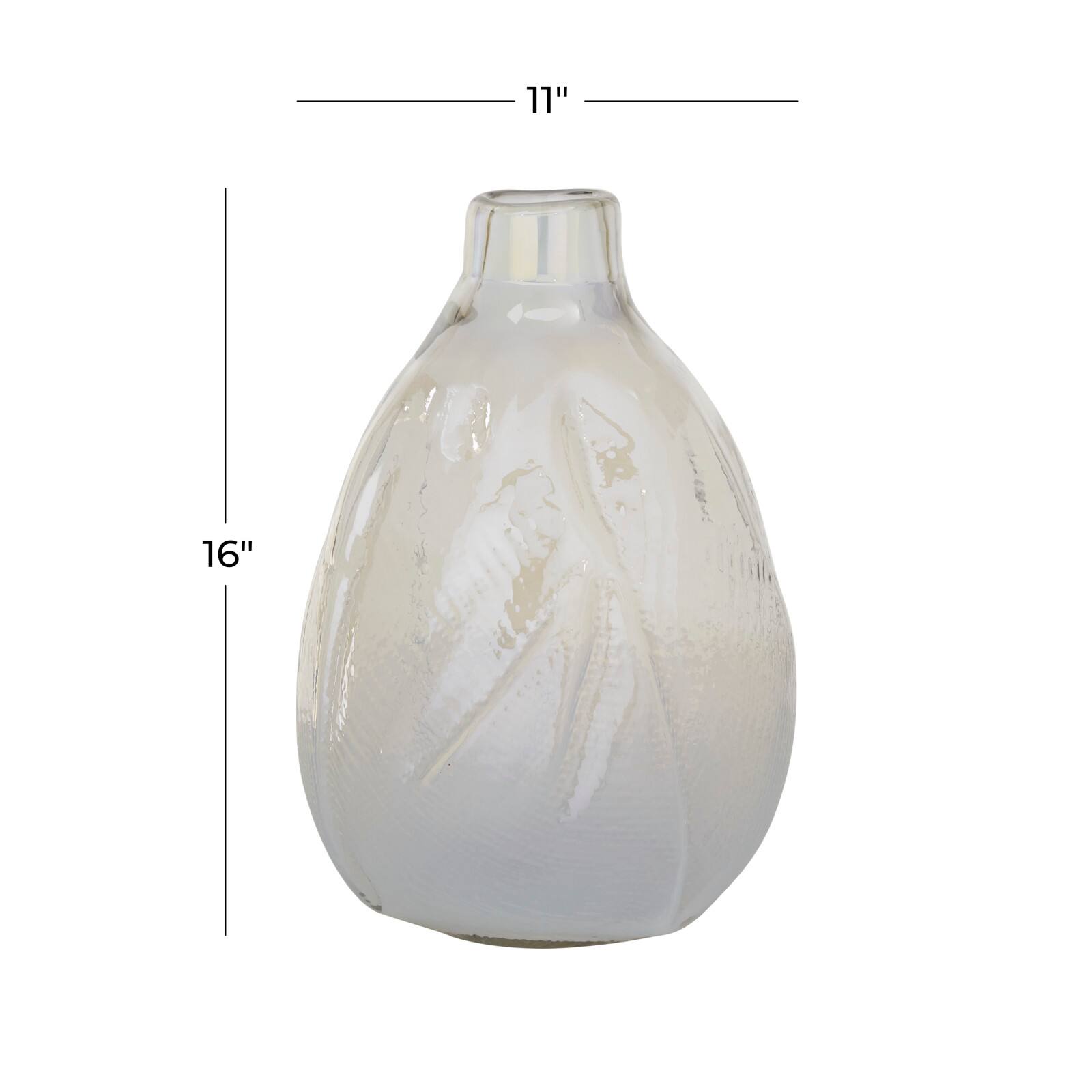 16&#x22; White Contemporary Glass Vase