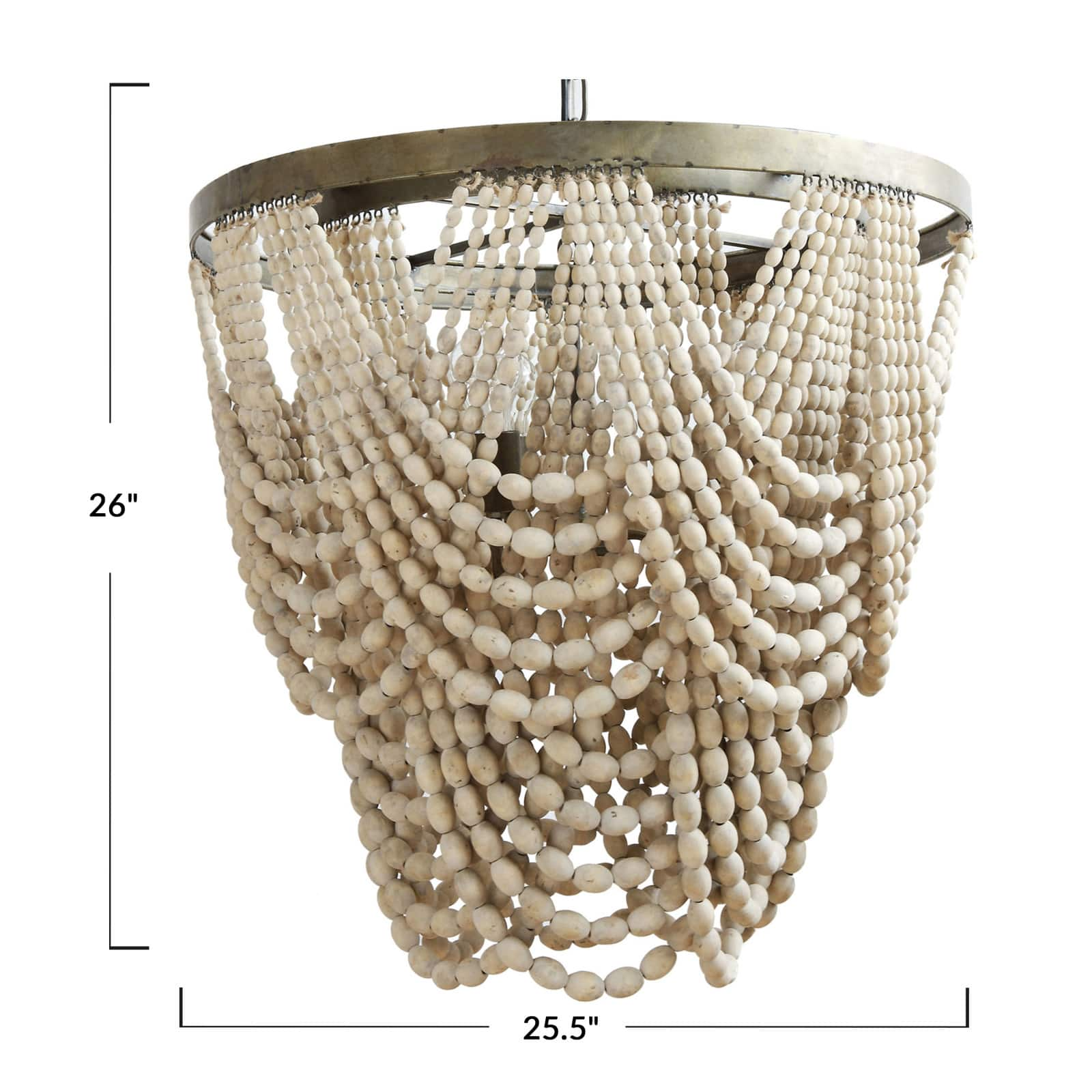 26&#x22; 2-Tier Draped Wood Bead Chandelier