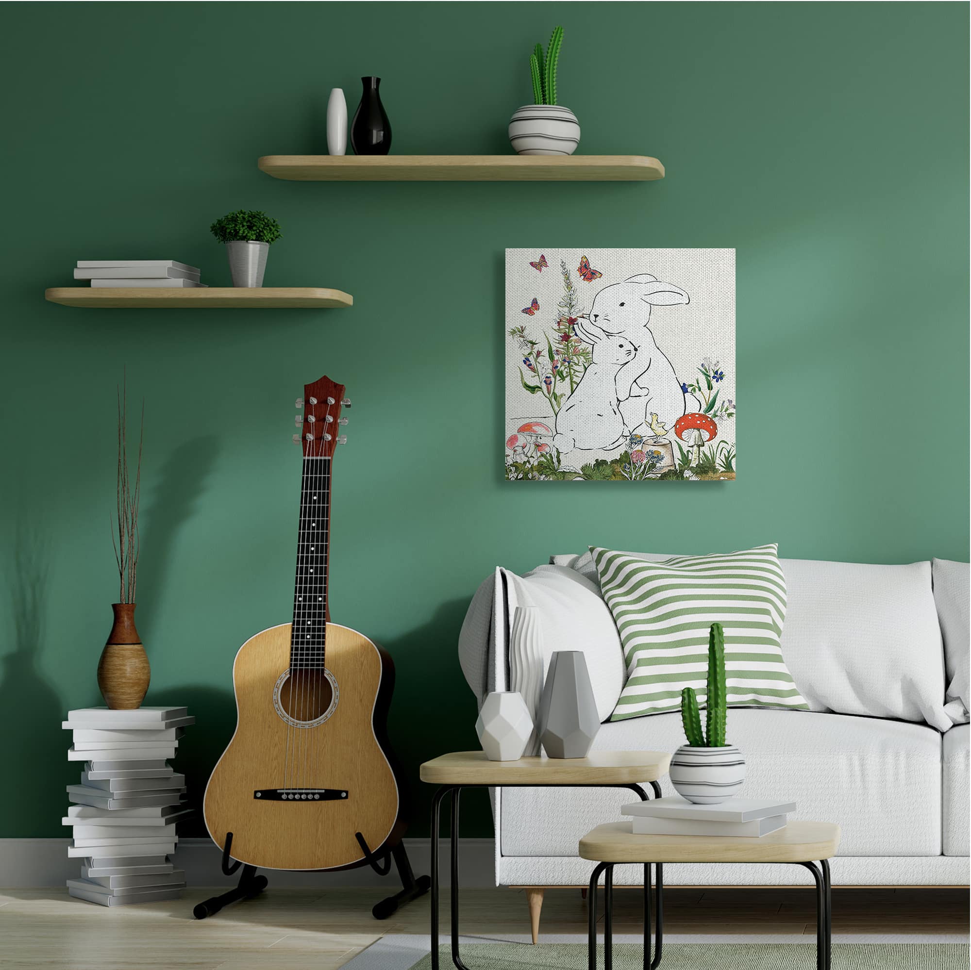 Stupell Industries Rabbit Hugs in Spring Meadow Wall Art