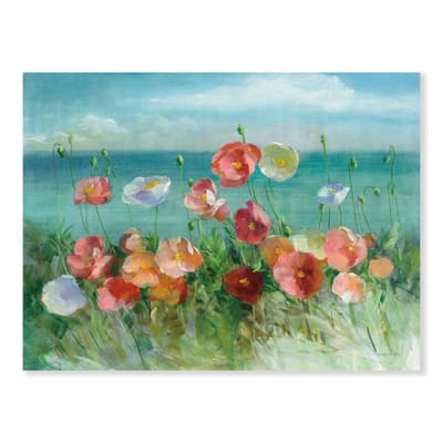 Designart - RW Coastal Poppies - Cottage Canvas Wall Art