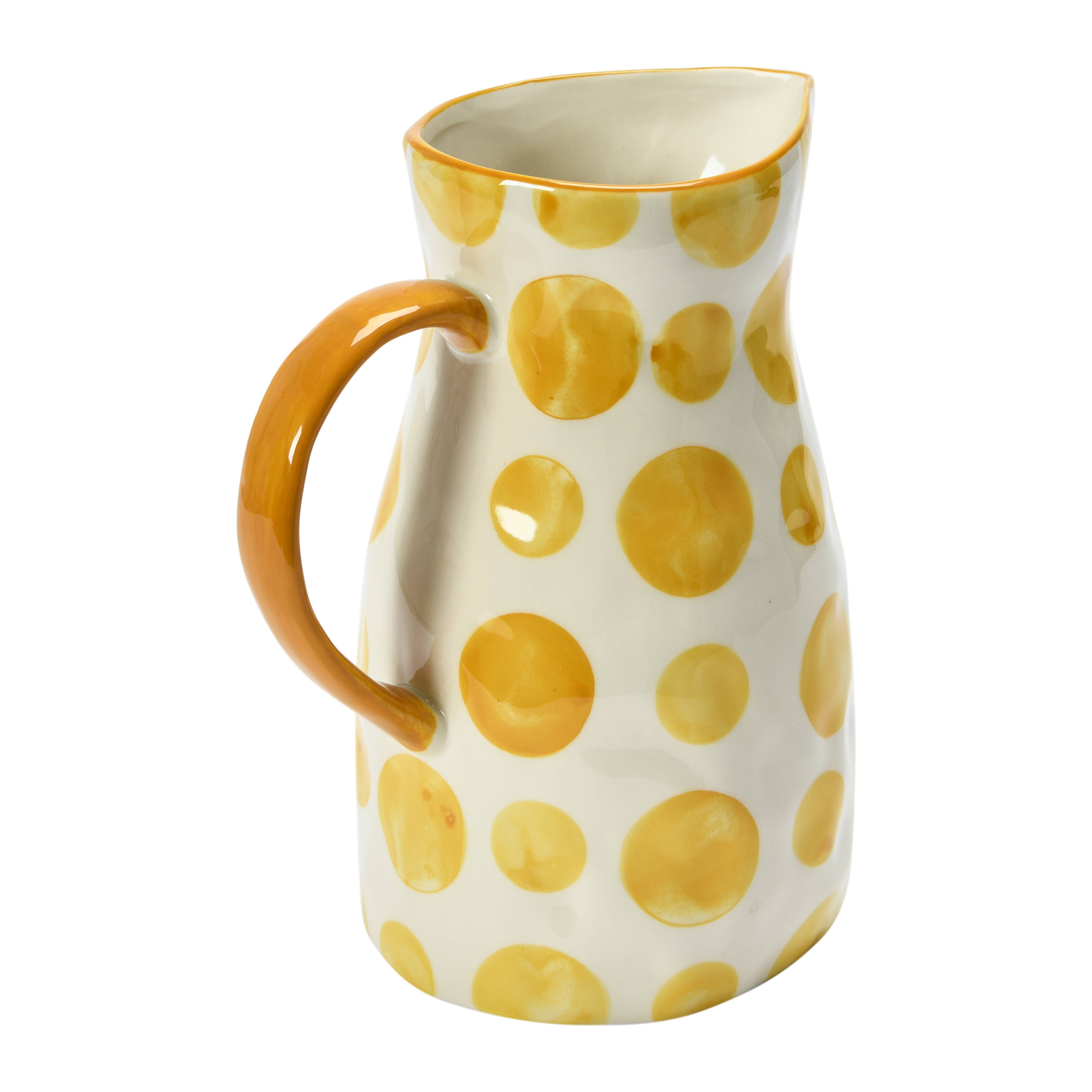 Hello Honey® 8.2" White & Yellow Stoneware Pitcher