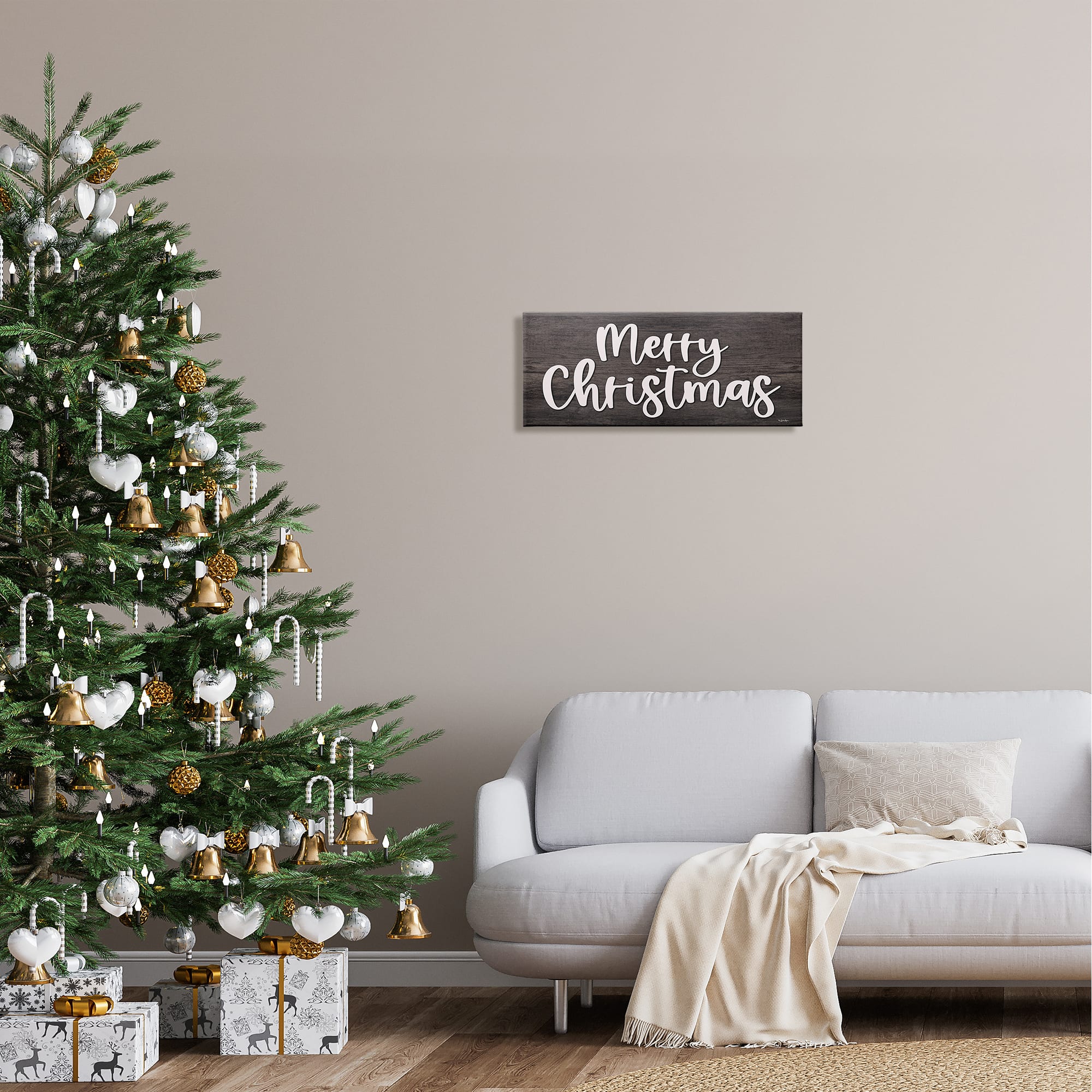 Stupell Industries Merry Christmas Farmhouse Phrase Canvas Wall Art