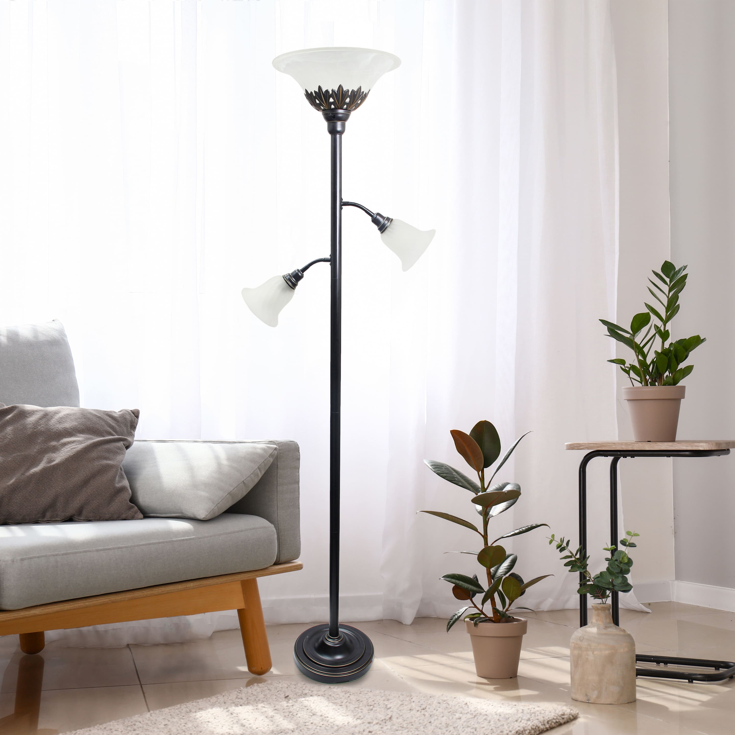 Lalia Home Torchiere Floor Lamp with 2 Reading Lights