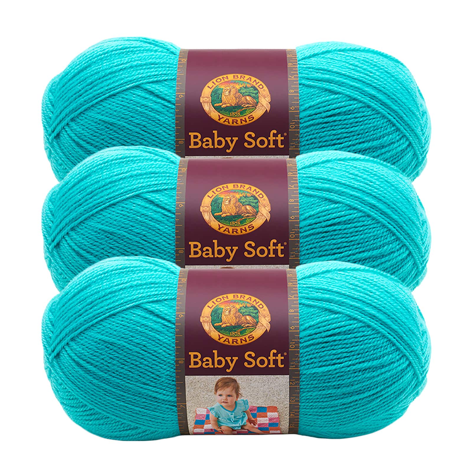 (3 Pack) Lion Brand Yarn Babysoft Baby Yarn Yarn, Baby White Pompadour