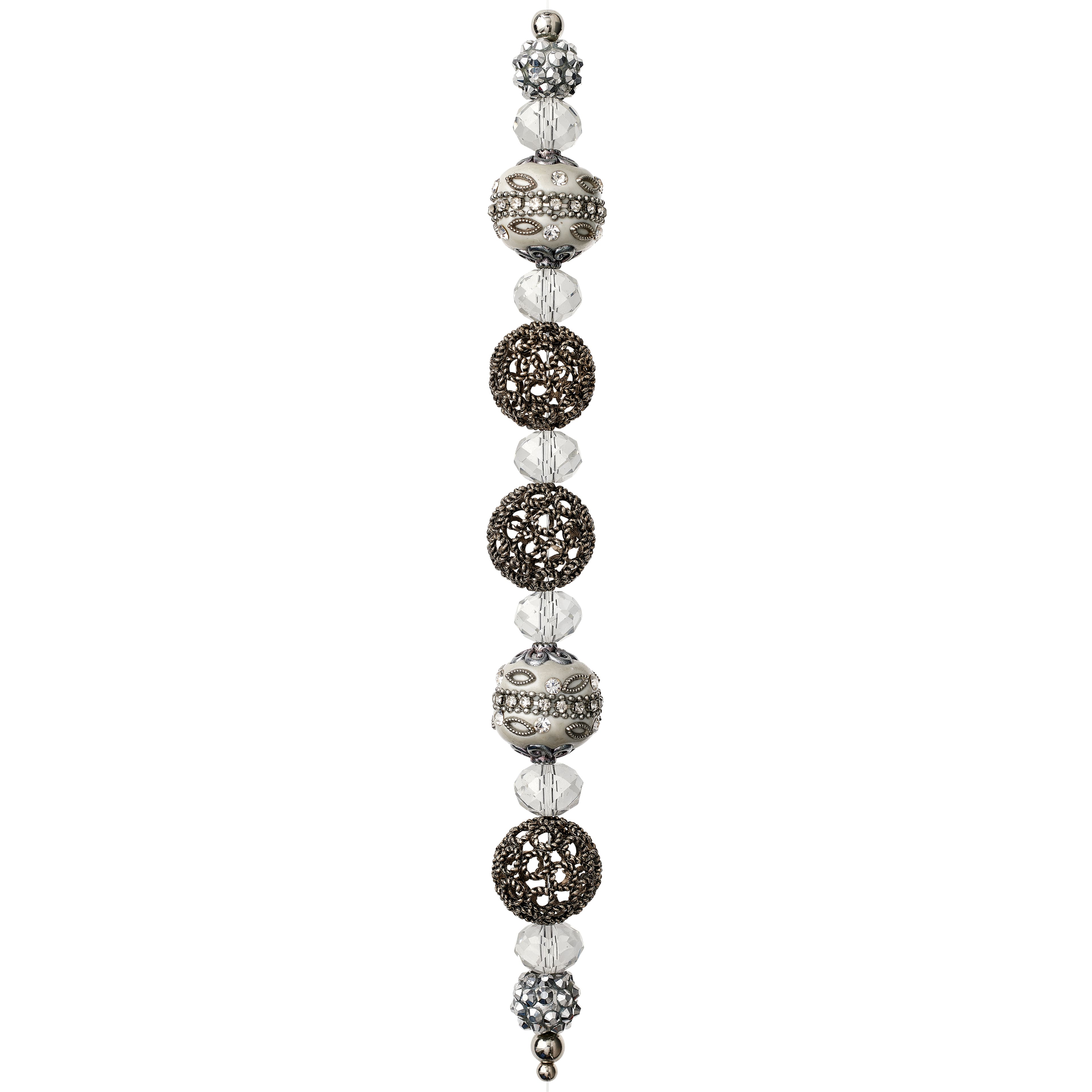 12 Pack: Vintage Shimmer White &#x26; Silver Metal Round Beads by Bead Landing&#x2122;