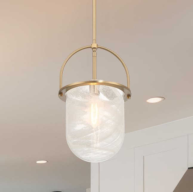 Beatrice Gold &#x26; White Mid-Century Modern Handmade Marbleized Glass &#x26; Metal Ceiling Light