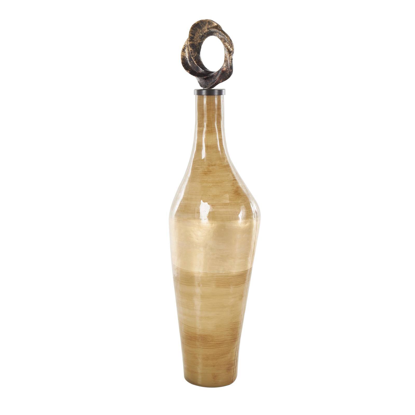 23" Light Brown Glass Brushed Ombre Decorative Jar with Ring Top