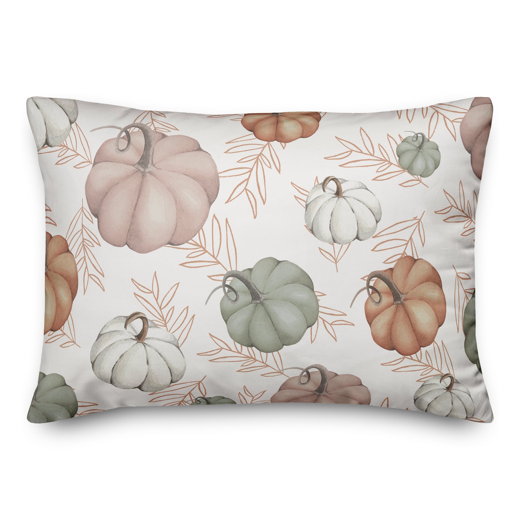 Sage & Orange Pumpkin Pattern Indoor/Outdoor Pillow