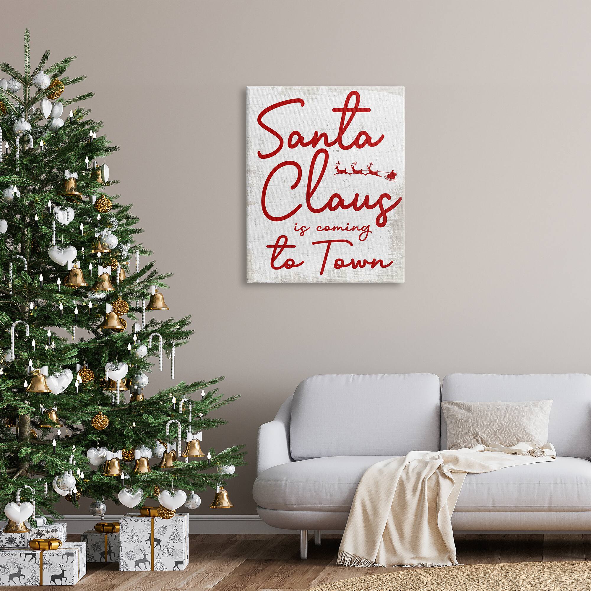 Stupell Industries Santa Claus Coming to Town Phrase Canvas Wall Art
