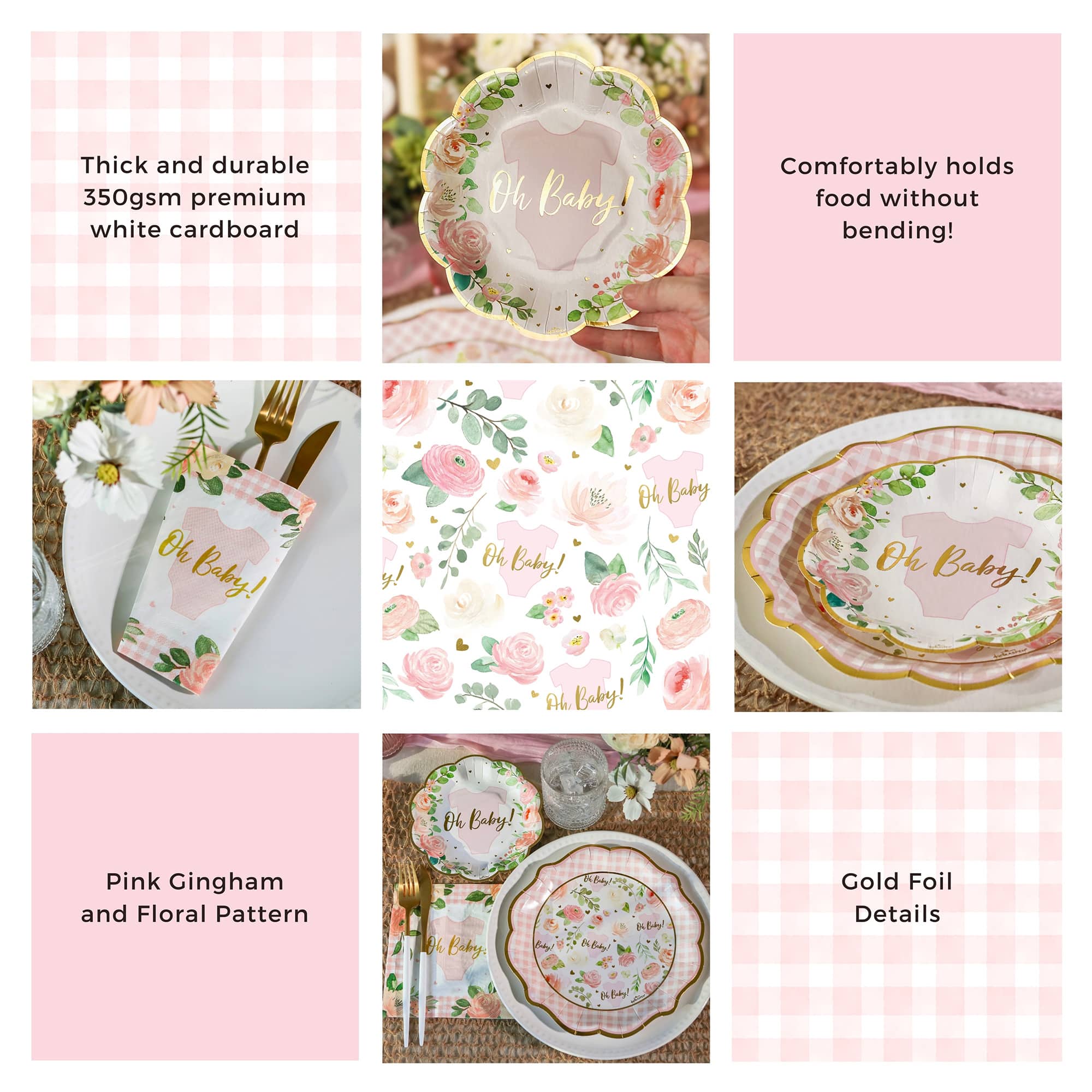 Kate Aspen® Pink Floral Baby Shower Onesie Tableware Set